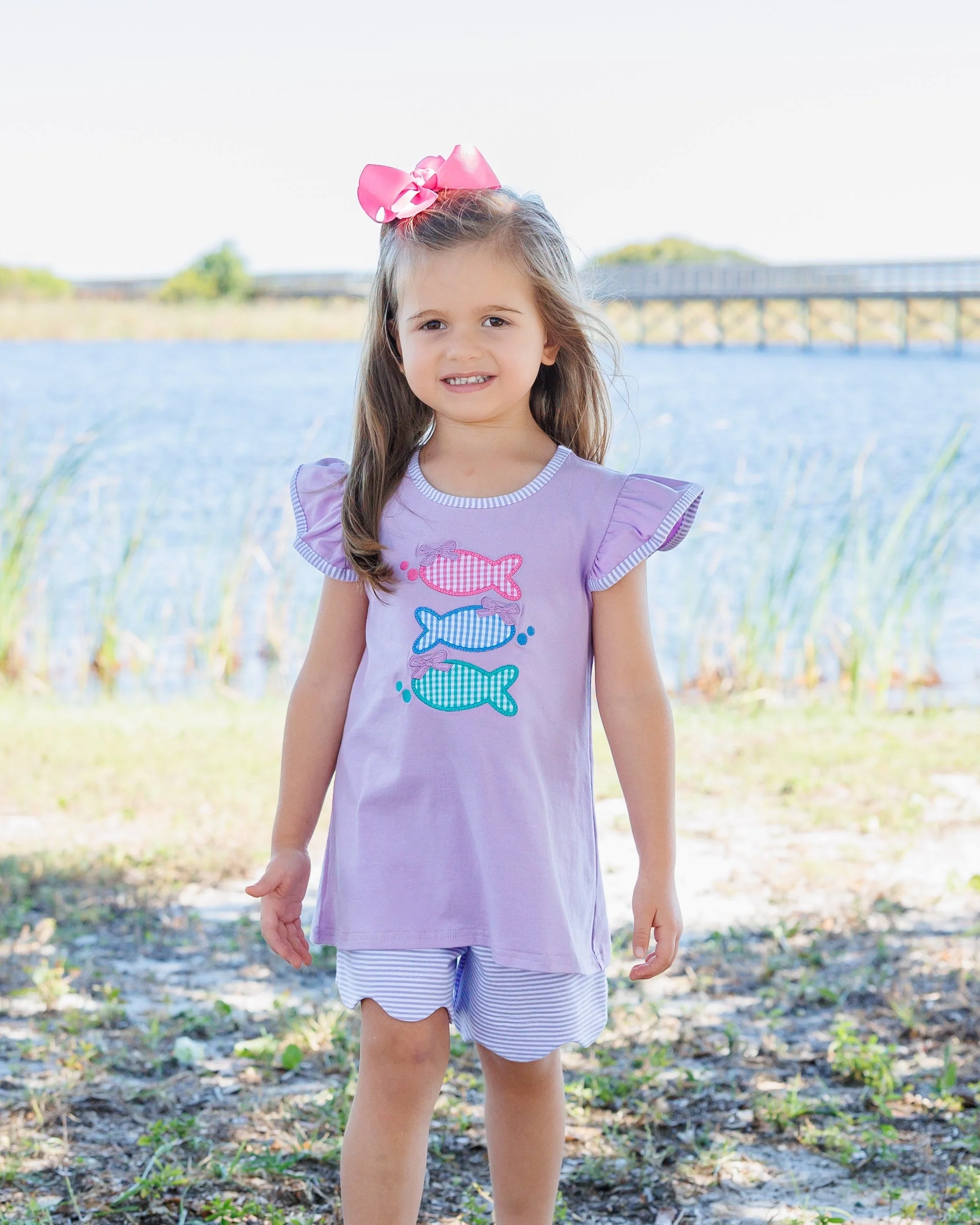 Jellybean Girl's One Fish Two Fish Scallop Short Set - Image 2