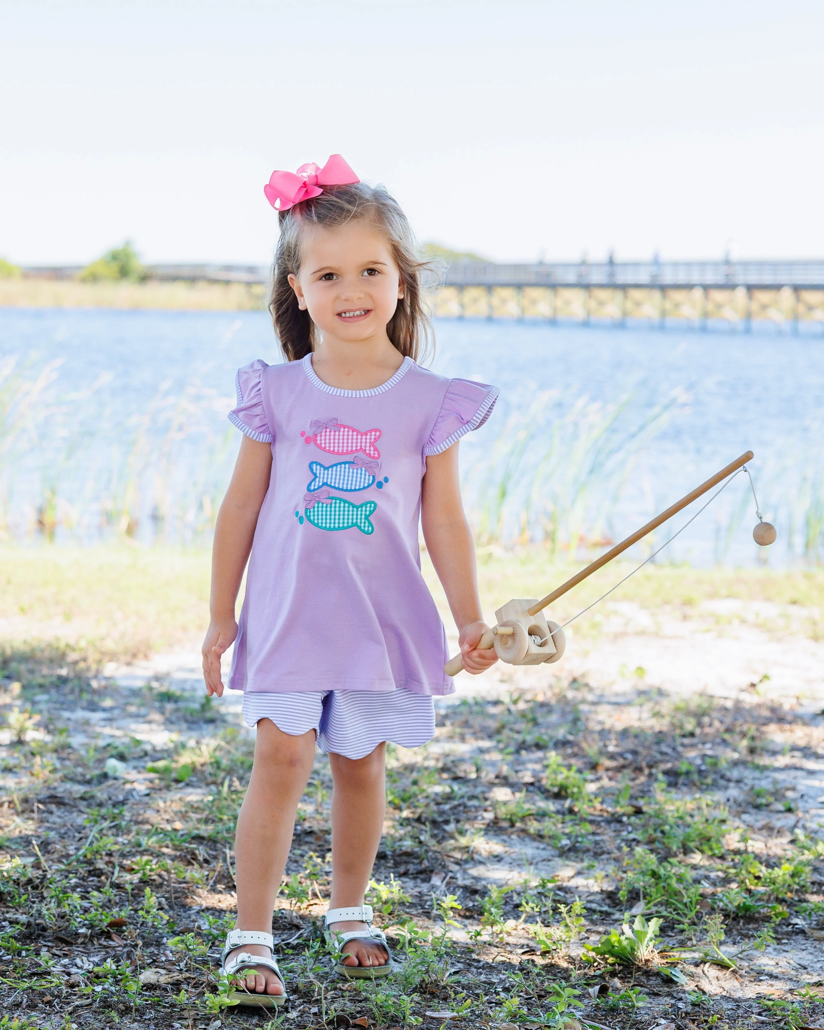 Jellybean Girl's One Fish Two Fish Scallop Short Set - Image 3