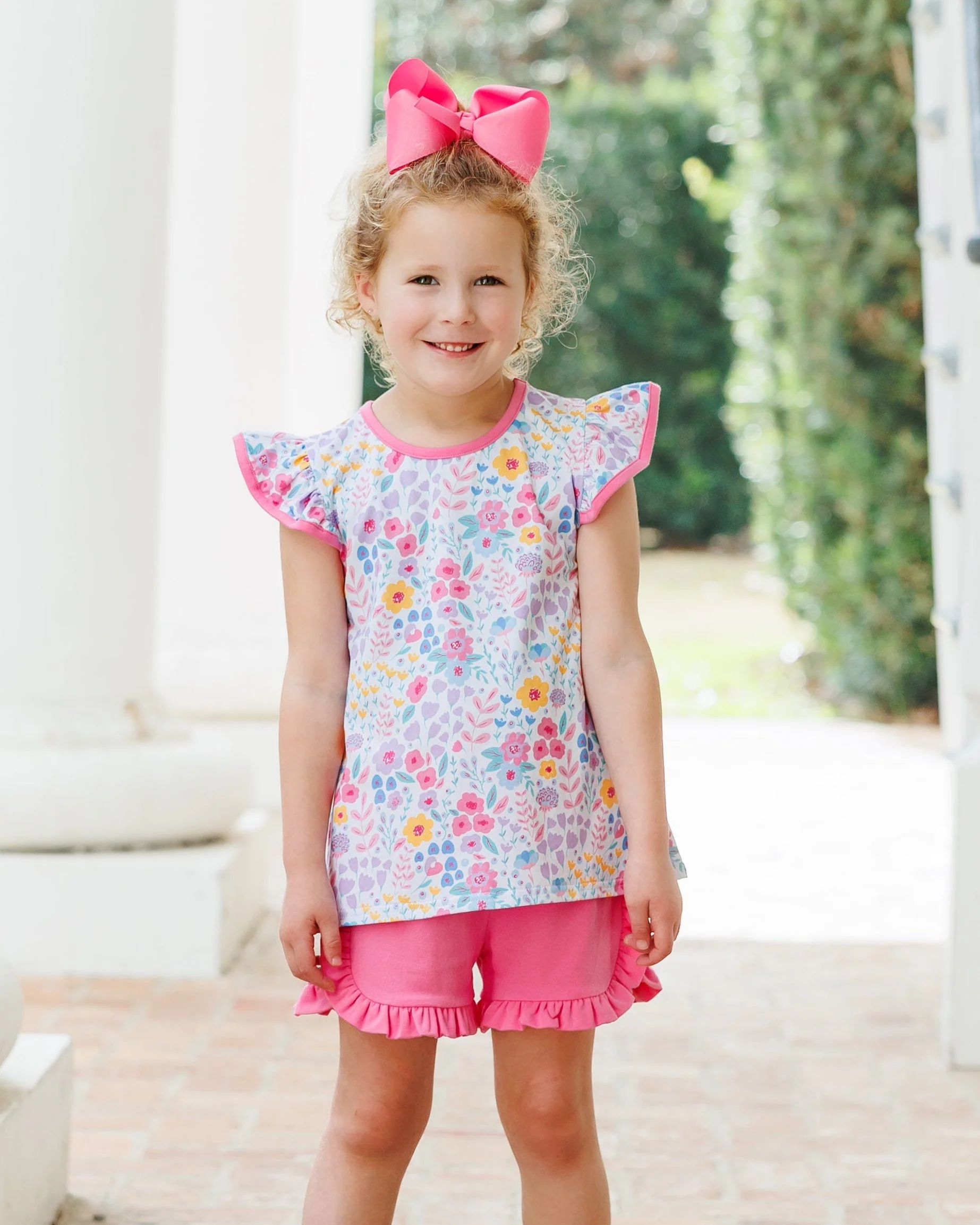 Jellybean Girl's Poppies and Petals Ruffle Short Set - Image 2