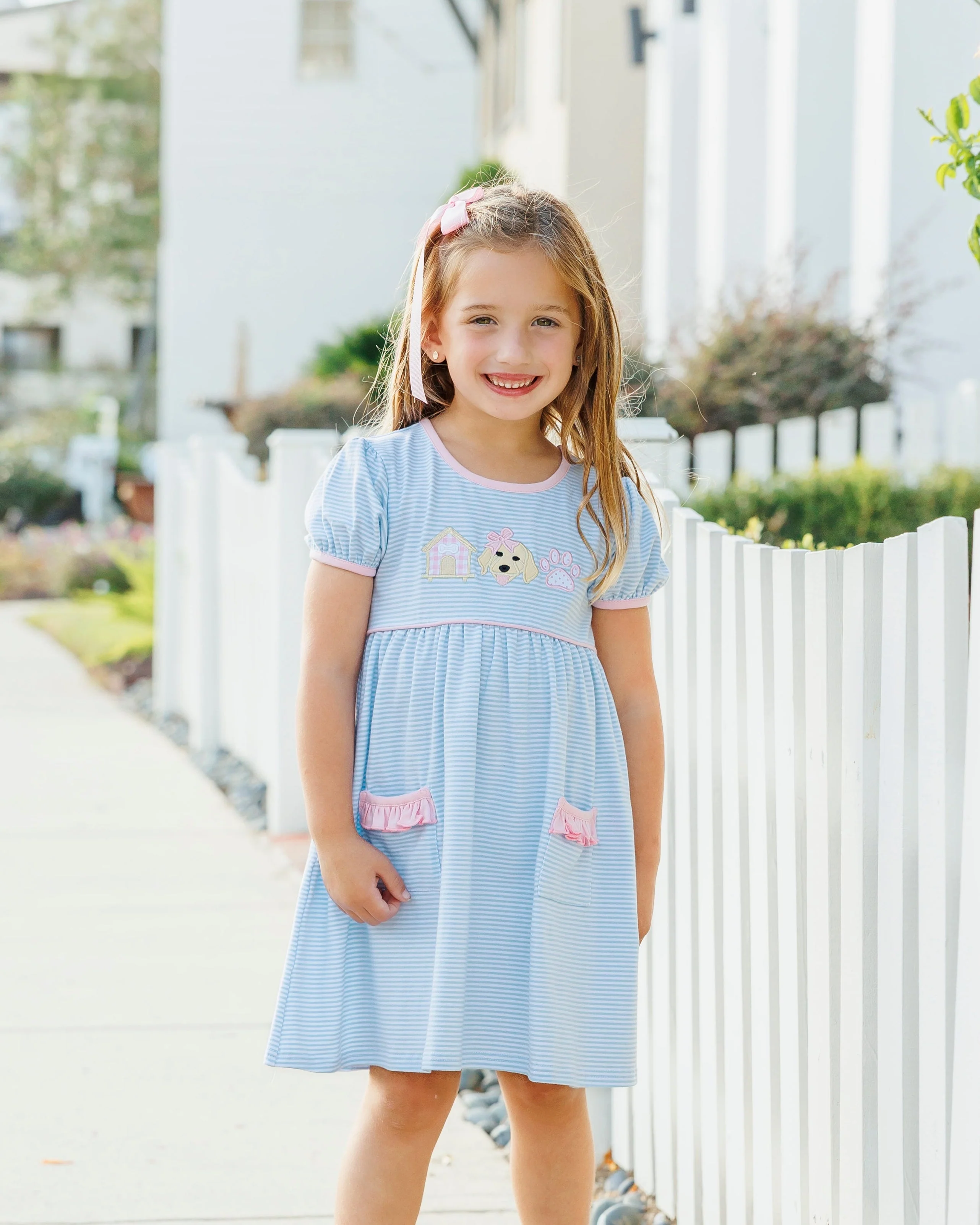 Jellybean Girl's Pups & Paws Ruffle Pocket Dress - Image 2