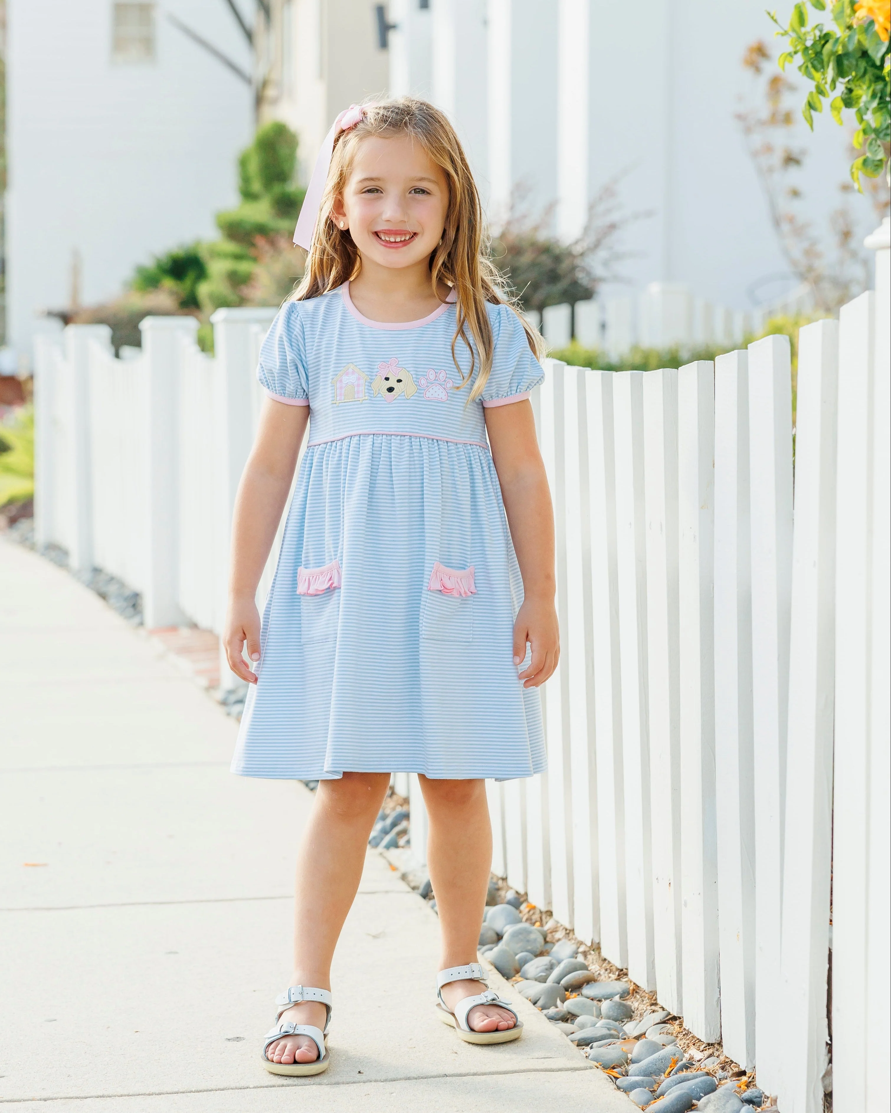 Jellybean Girl's Pups & Paws Ruffle Pocket Dress - Image 7