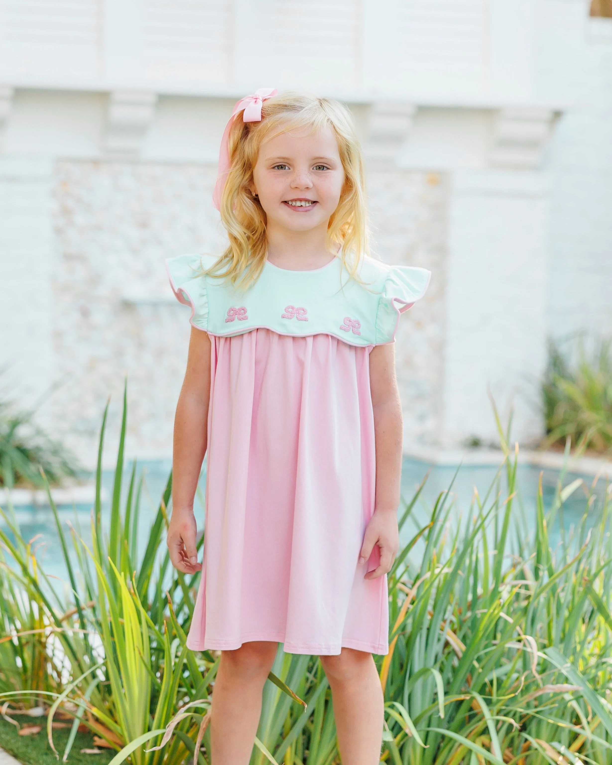 JellybeanFrench Knot Bow Scallop Dress - Image 2