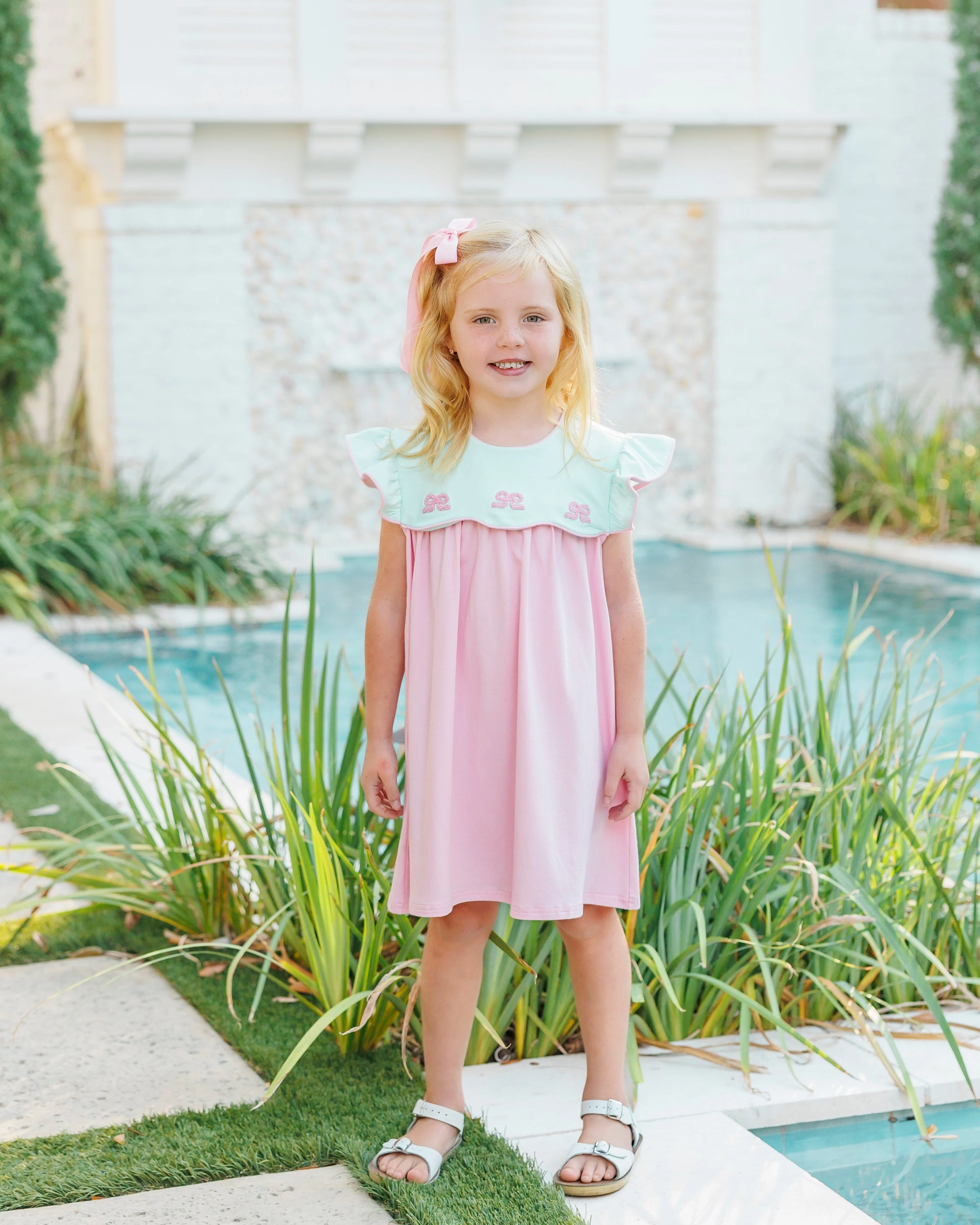 JellybeanFrench Knot Bow Scallop Dress - Image 8