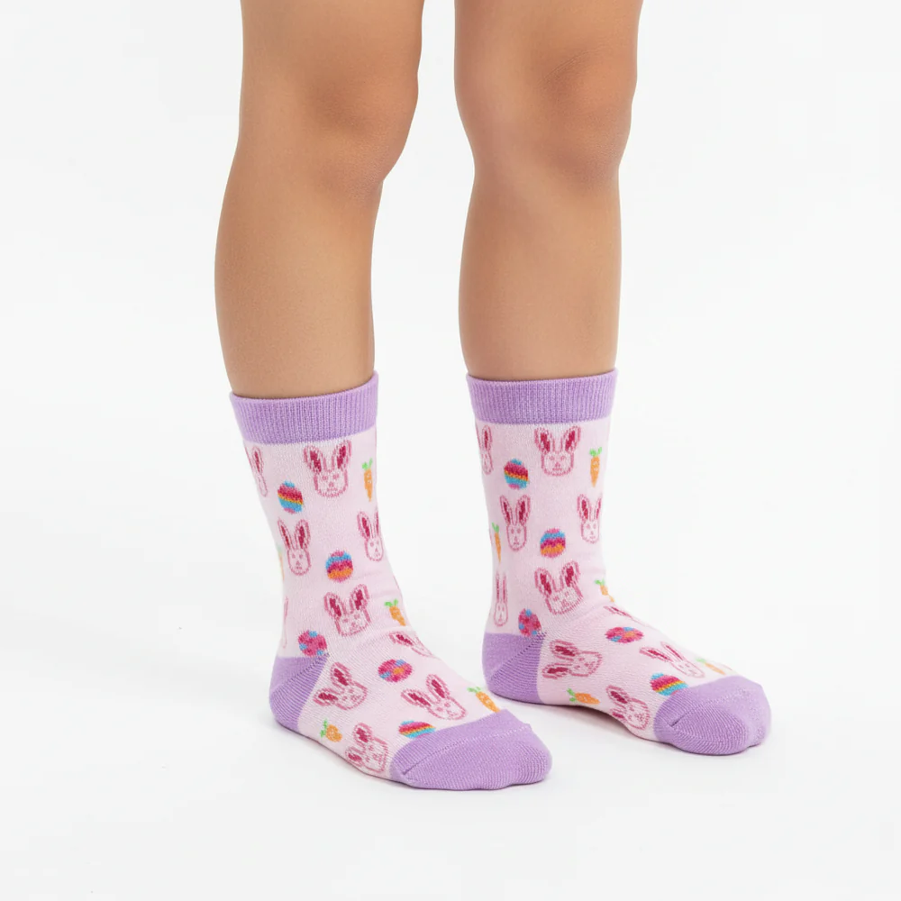 Kids Hoppy Easter Tall Socks - Bunny Crew Socks One Size (10-2) - Image 2