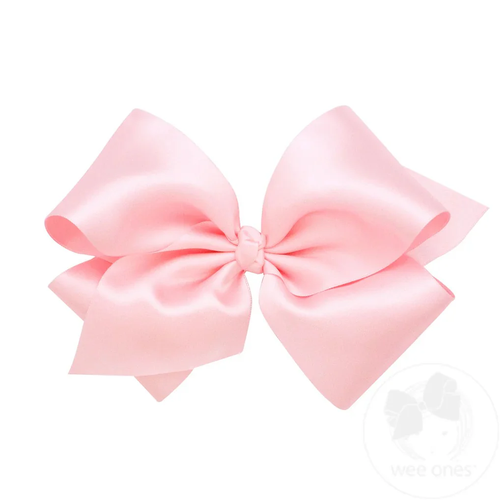Wee Ones French Satin Girls Hair Bow (Knot Wrap) King and Medium - Image 2