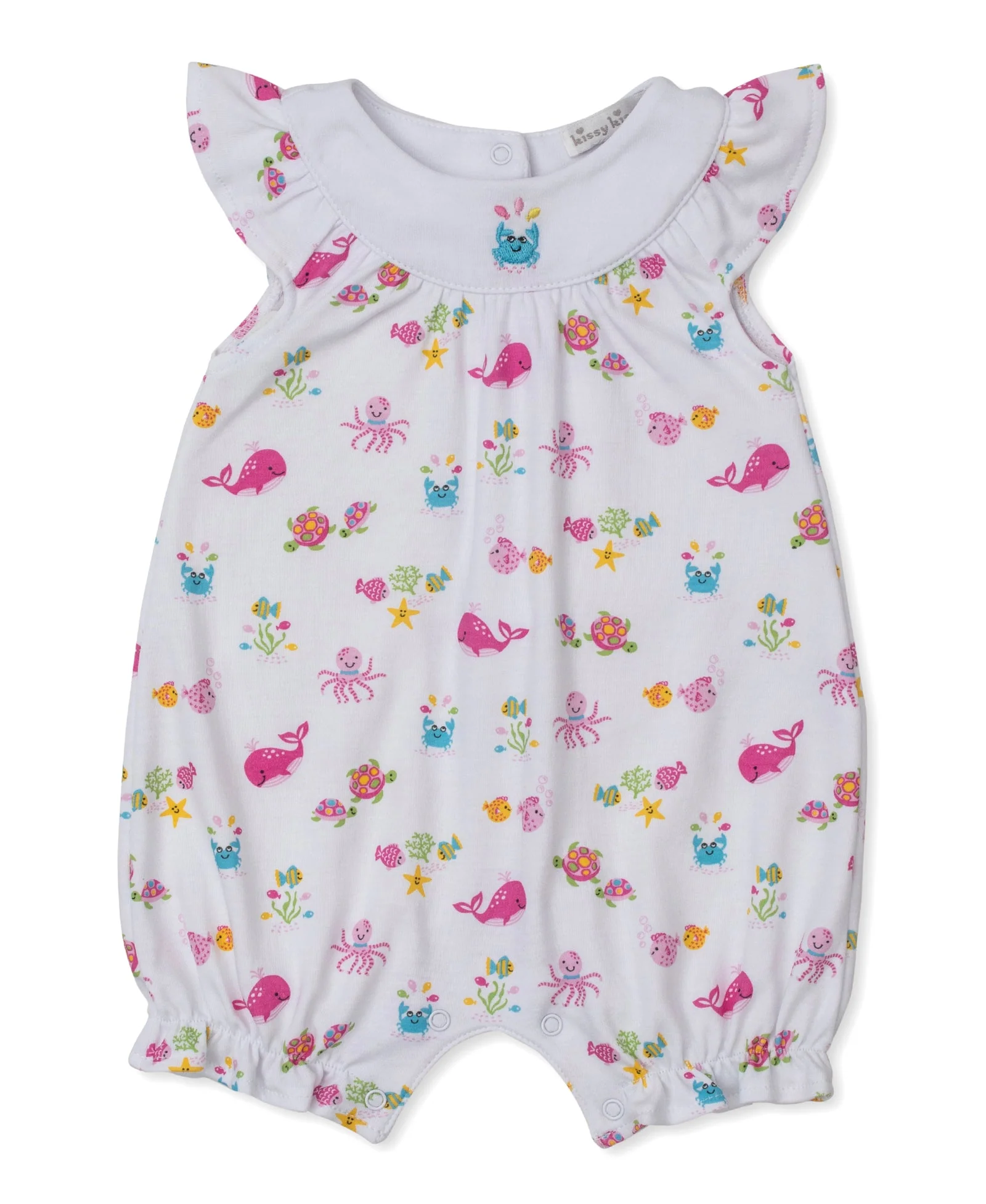 Kissy Kissy Ocean Antics Pink Short Playsuit - Image 2