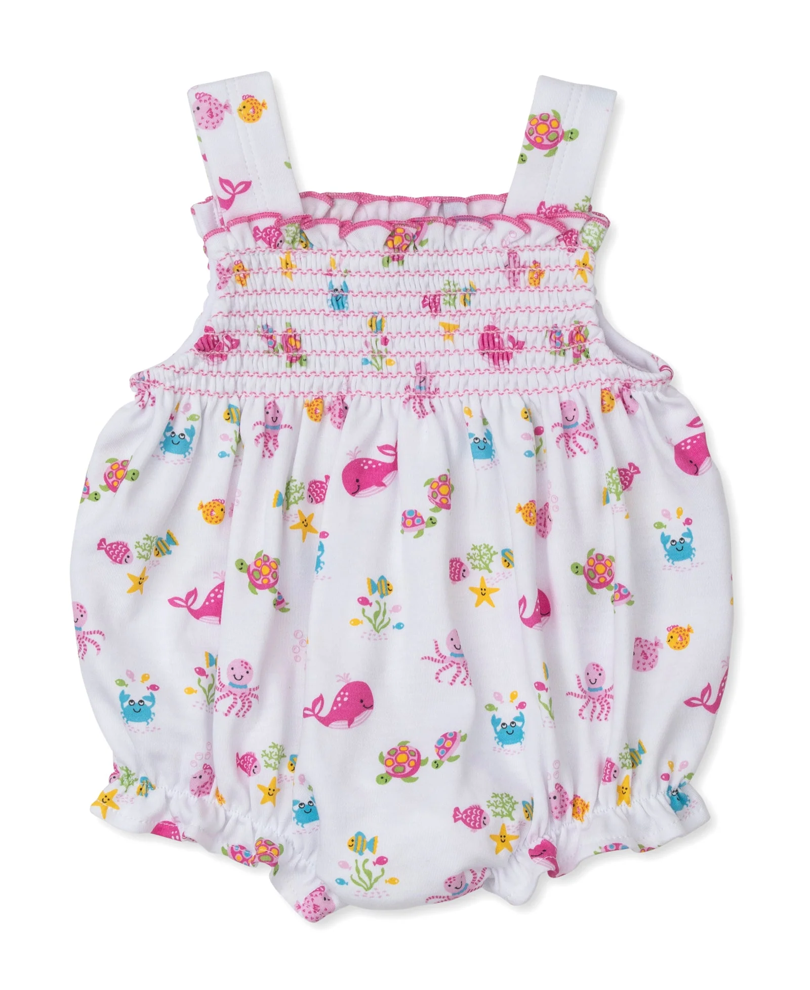 Kissy Kissy Ocean Antics Pink Smocked Bubble - Image 3