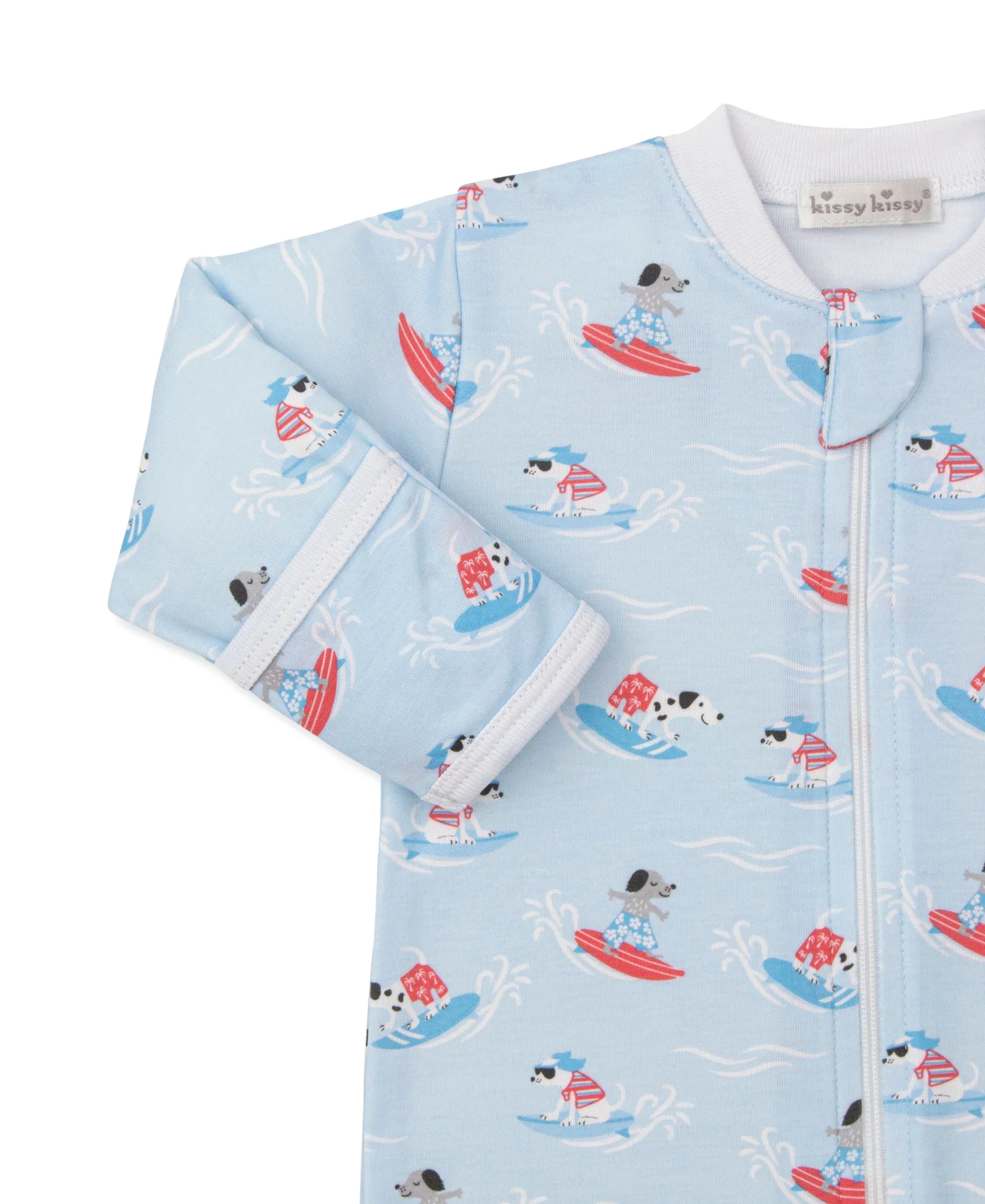 Kissy Kissy Beach Pups- Zip Footie - Image 3
