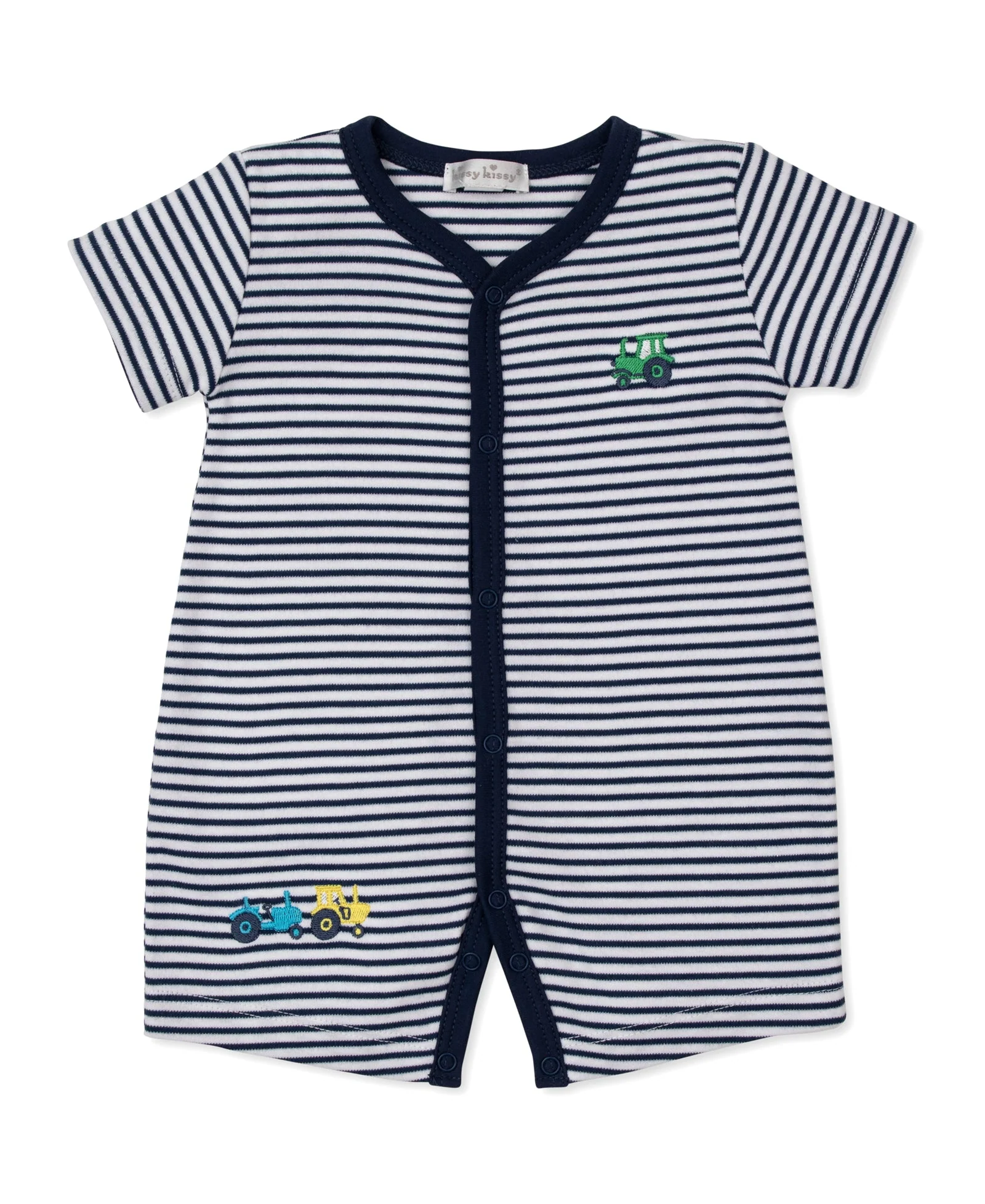 Kissy Kissy Trusty Tractors Short Stripe Playsuit - Image 2