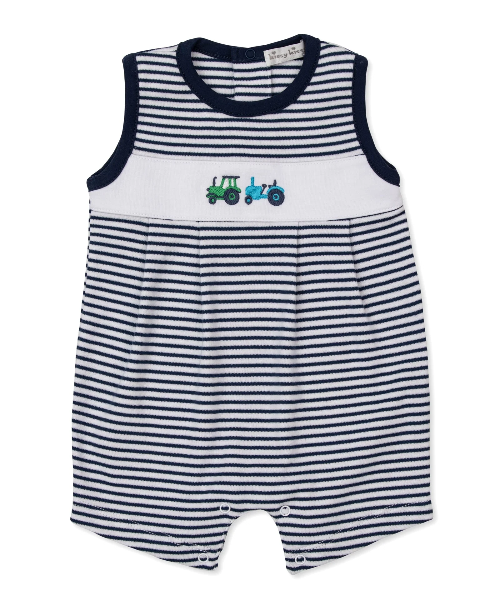 Kissy Kissy Trusty Tractors Sleeveless Stripe Playsuit - Image 2
