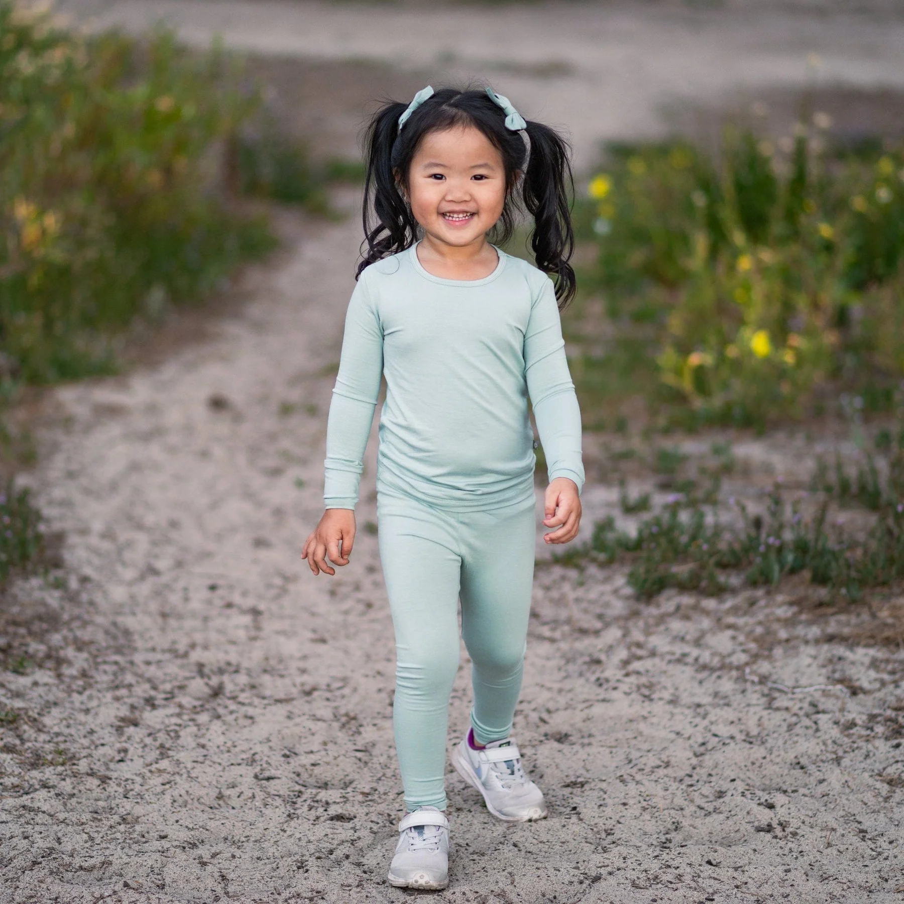 Kyte Long Sleeve Pajamas in Sage - Image 3