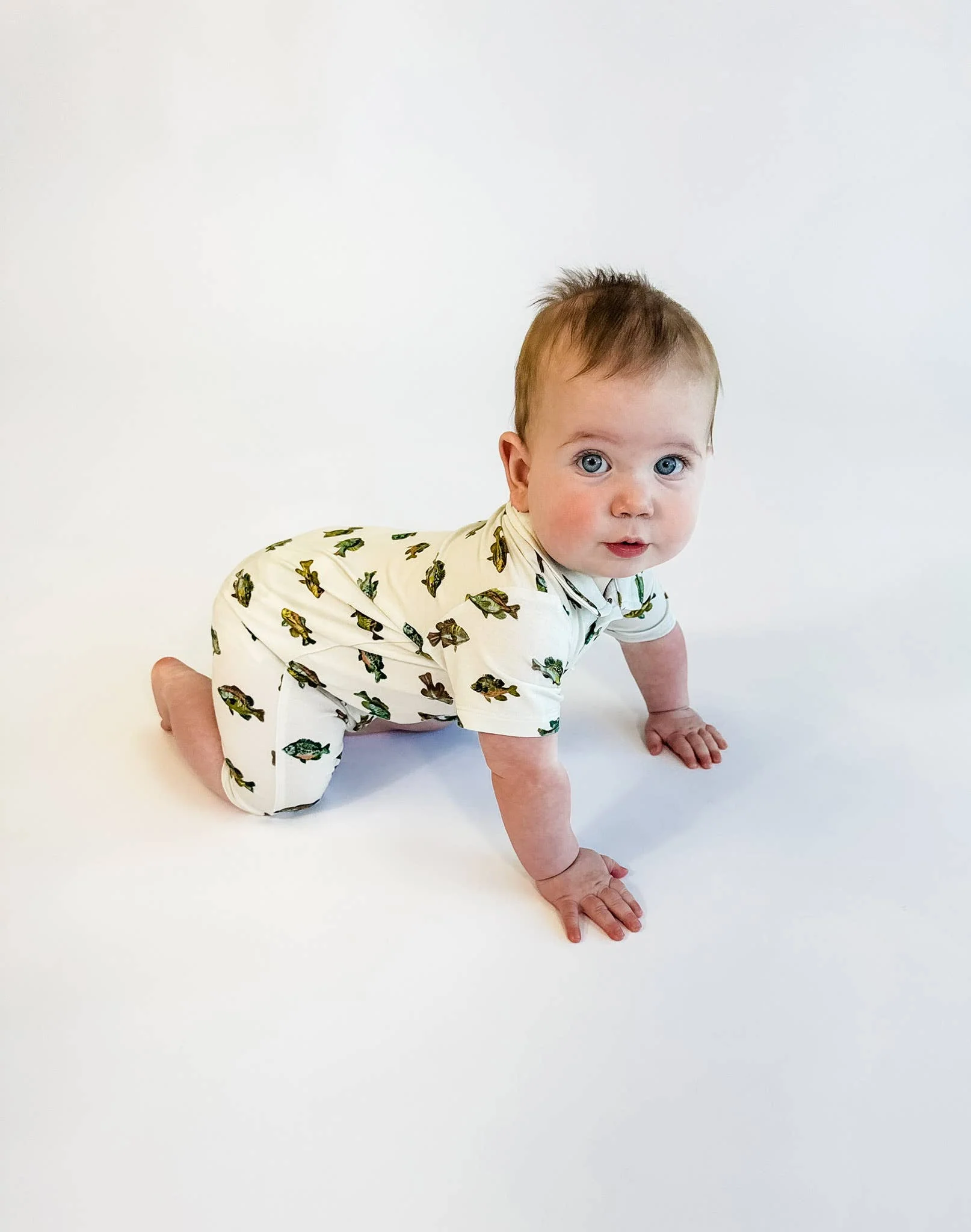 Lake Fish - SS Polo Romper: 6-12 months - Image 2