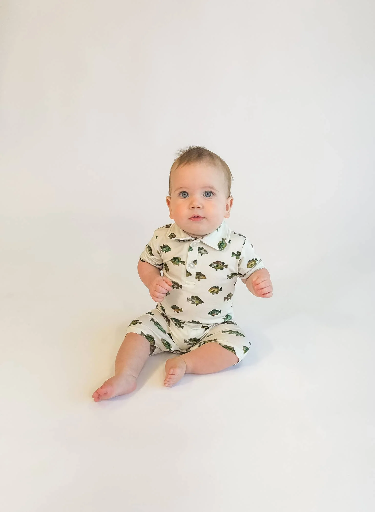 Lake Fish - SS Polo Romper: 6-12 months - Image 3
