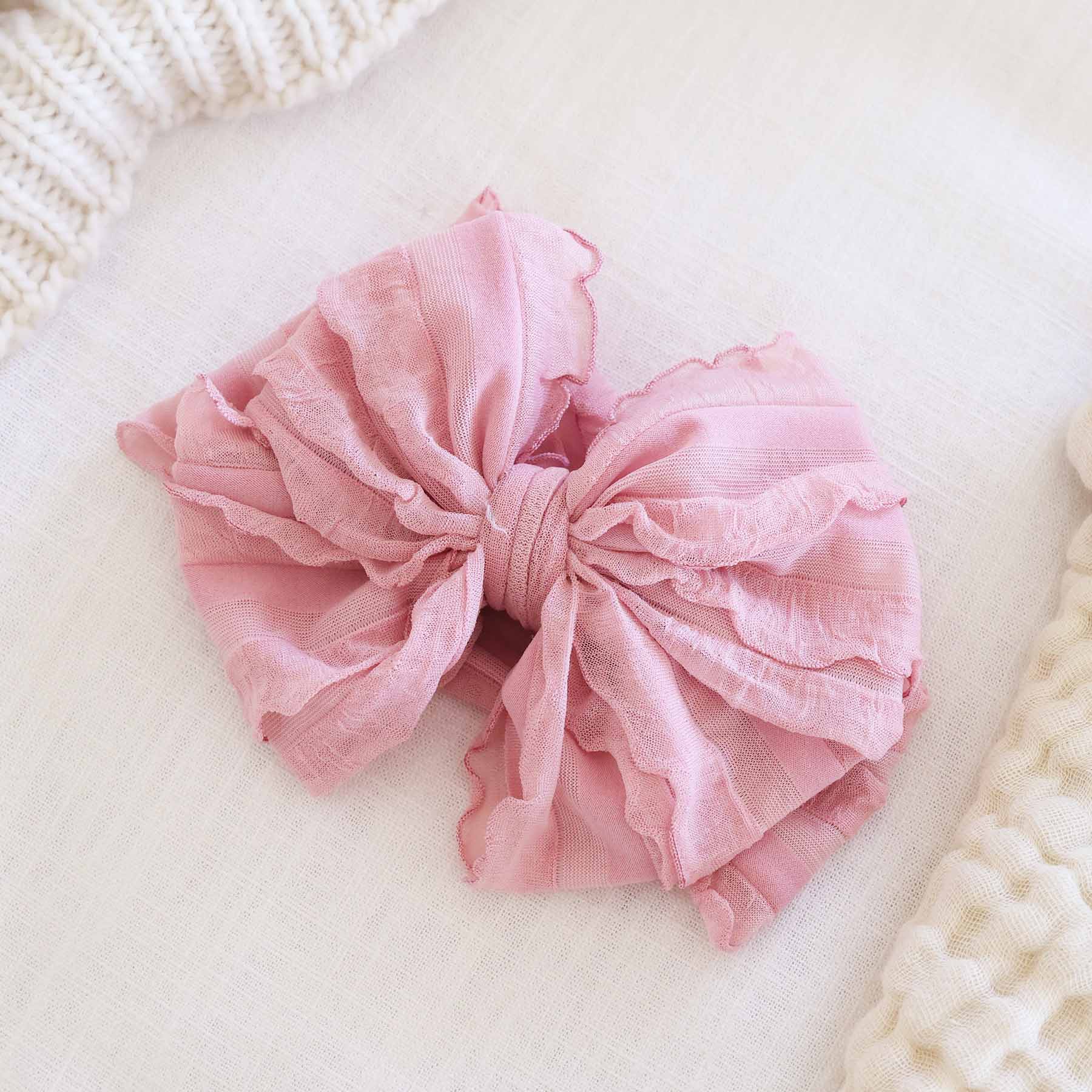 Large Ruffle Knit Bow | Sweet & Simple: Snow - Image 4