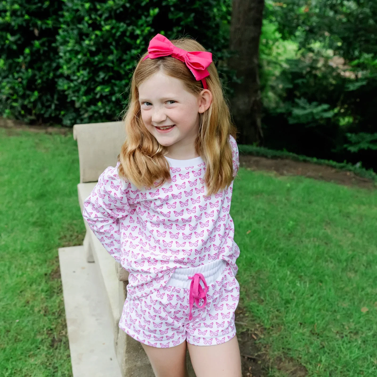 Lila and Hayes Stella Girls' Sweatshirt Short Set - Cartie Butterflies - Image 3