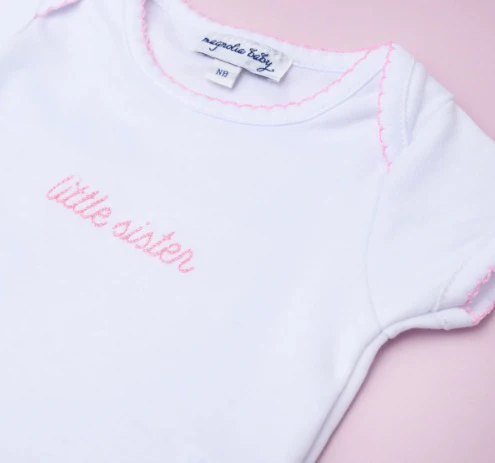 Little Sister Embroidered Short Sleeve Bodysuit - Image 3
