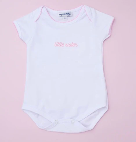 Little Sister Embroidered Short Sleeve Bodysuit - Image 4