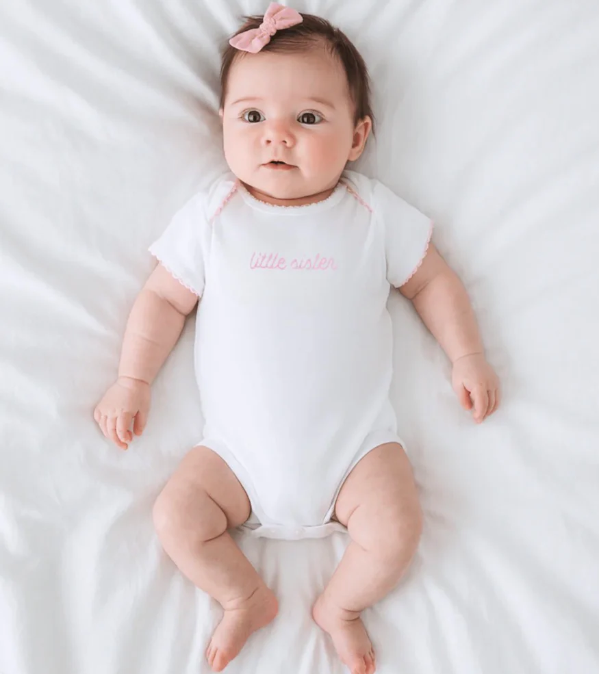 Little Sister Embroidered Short Sleeve Bodysuit - Image 5