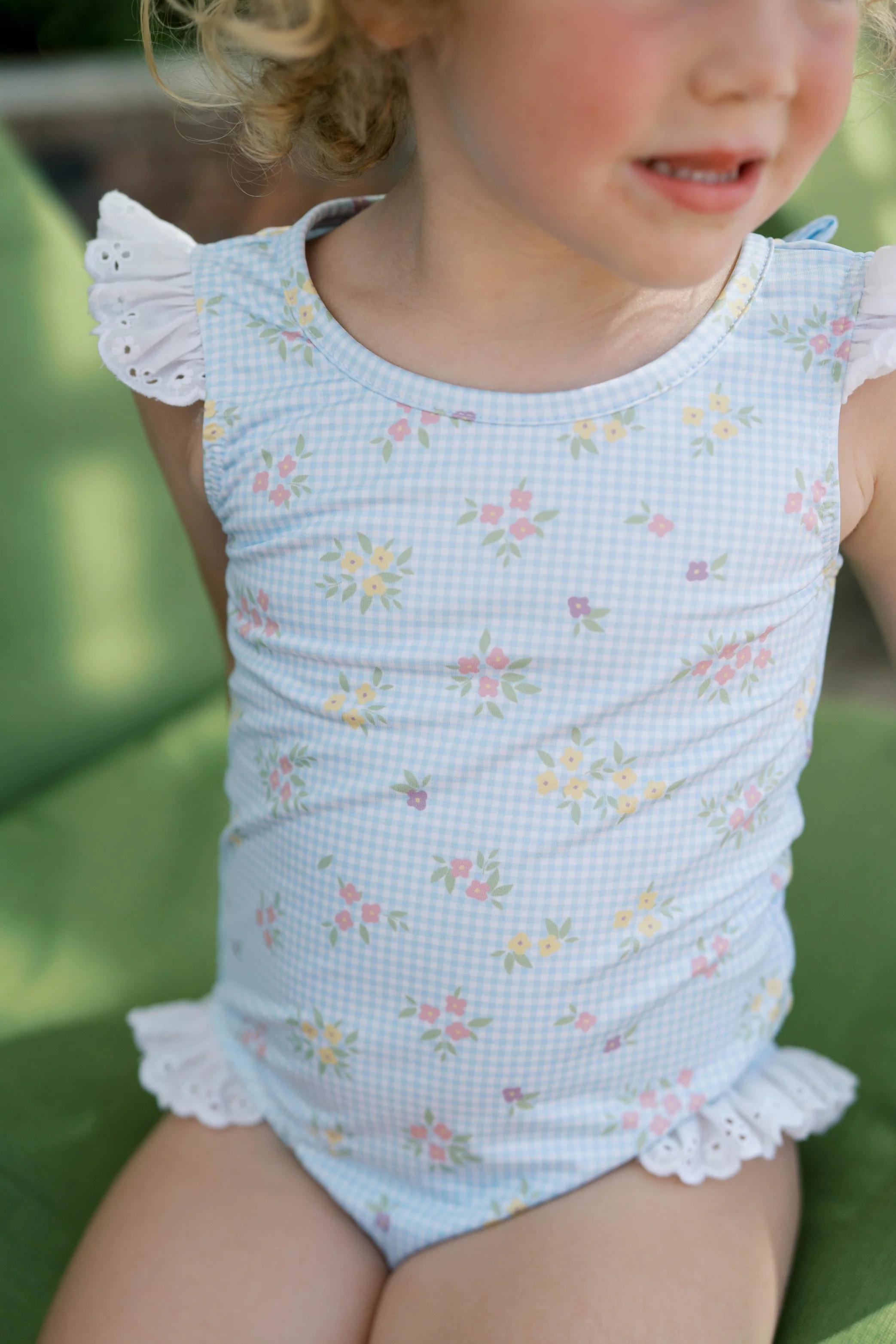 LOTTIE SWIMSUIT- SPRING TIME BLOOMS WITH WHITE EYELET TRIM - Image 4