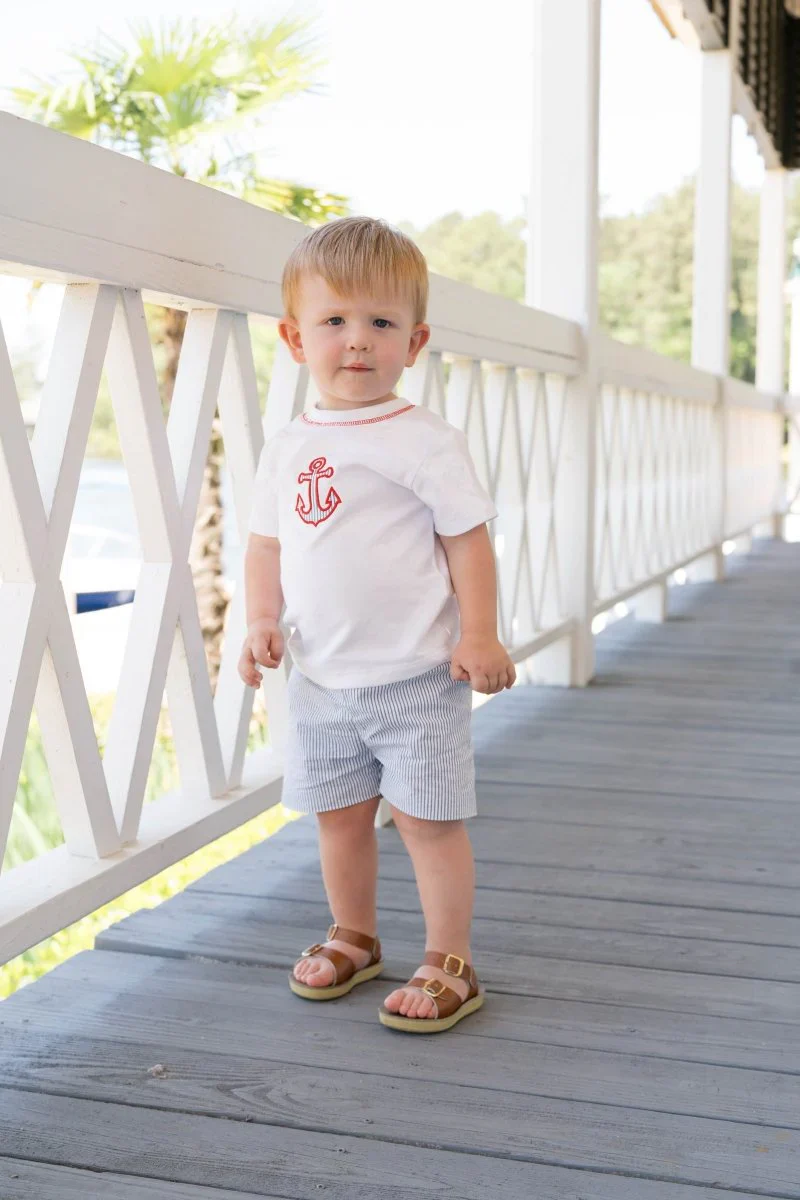 Lullaby Set Preston Short Set River Royal Seersucker, Anchor - Image 2