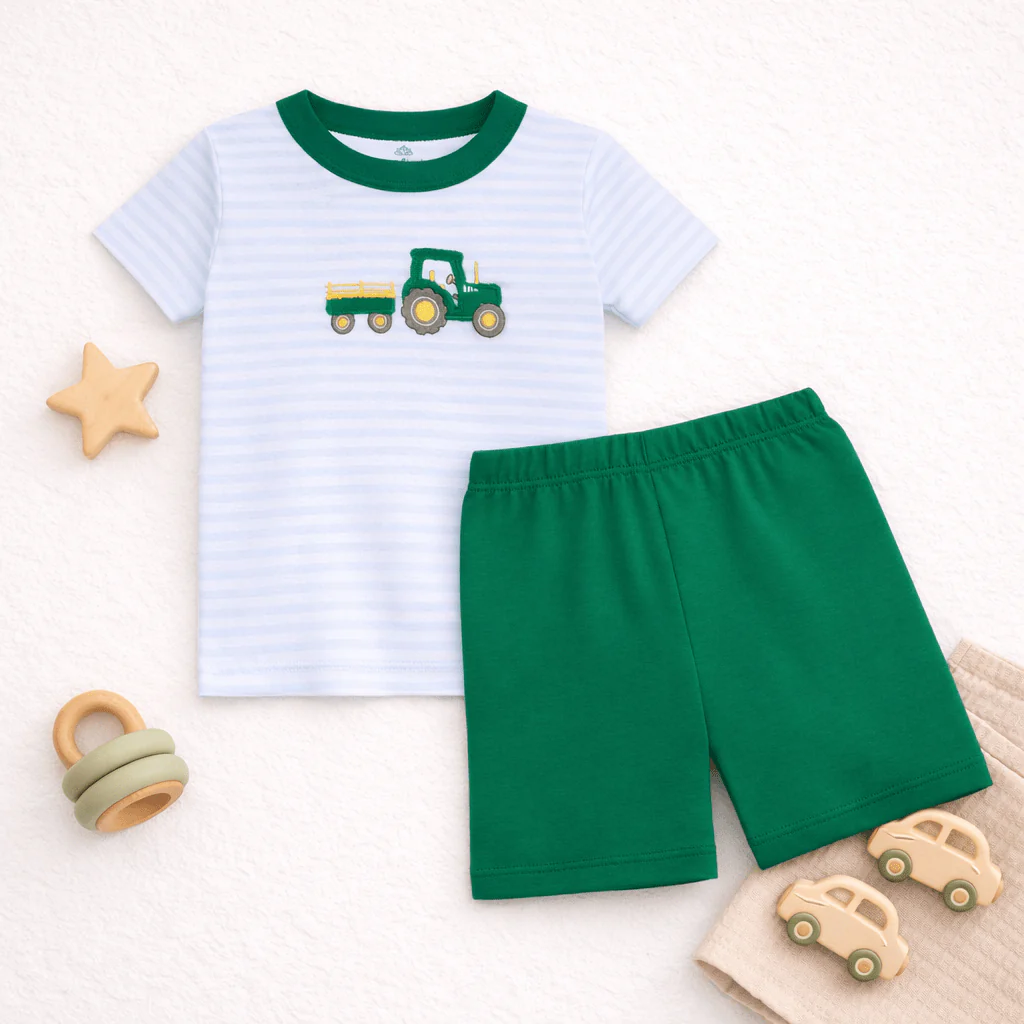 Magnloia Baby Little Farmer Applique Short Set - Image 2