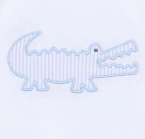 Magnolia Baby Gator Applique Collared Bubble - Light Blue - Image 2