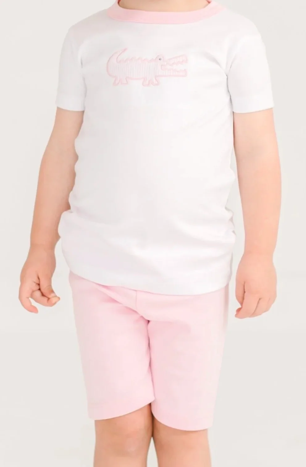 Magnolia Baby Gator Applique Short Pajamas - Pink - Image 3