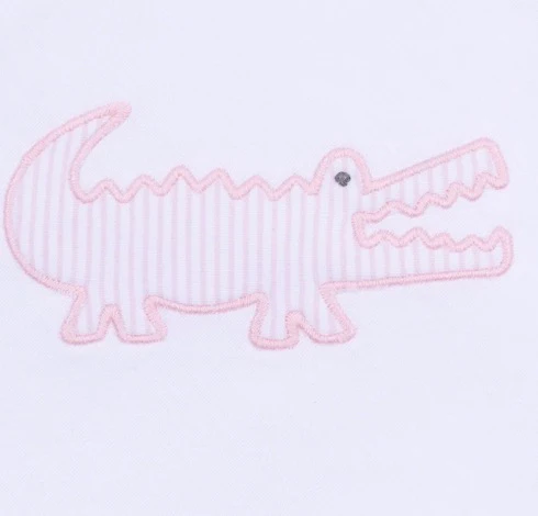 Magnolia Baby Gator Applique Short Pajamas - Pink - Image 4