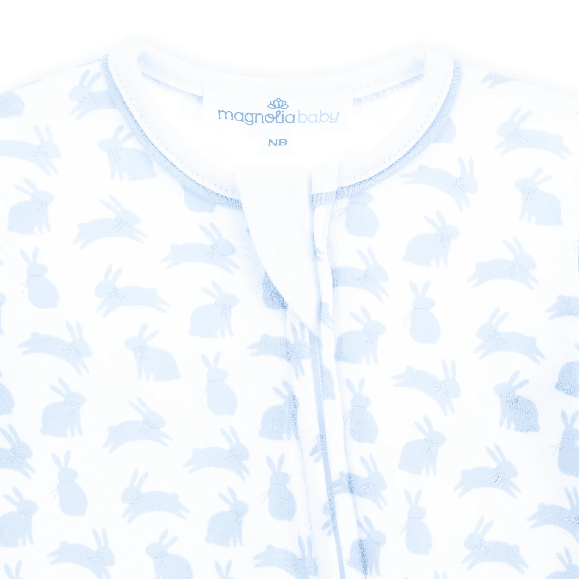 MAGNOLIA BABY Leaping Bunnies Print Zip Footie - Light Blue - Image 3