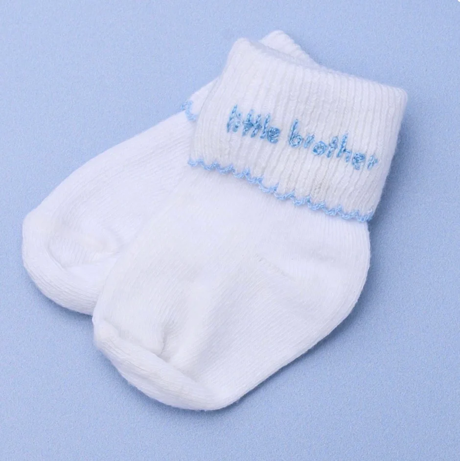 Magnolia Baby Little Brother Embroidered Socks - Image 2