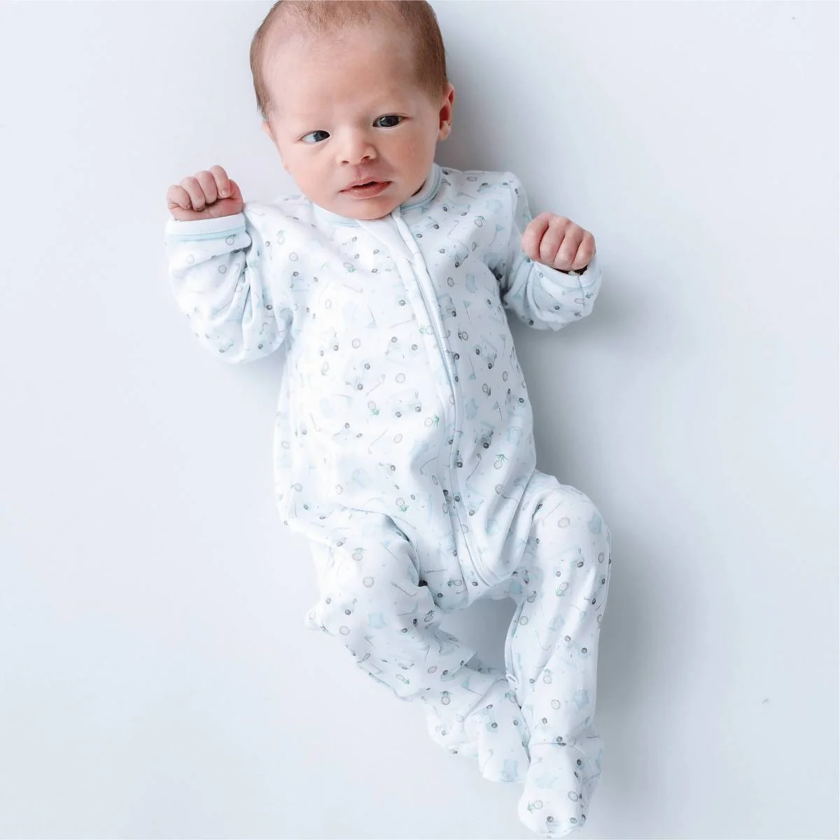 MAGNOLIA BABY Little Golfer Print Zip Footie Light Blue - Image 3