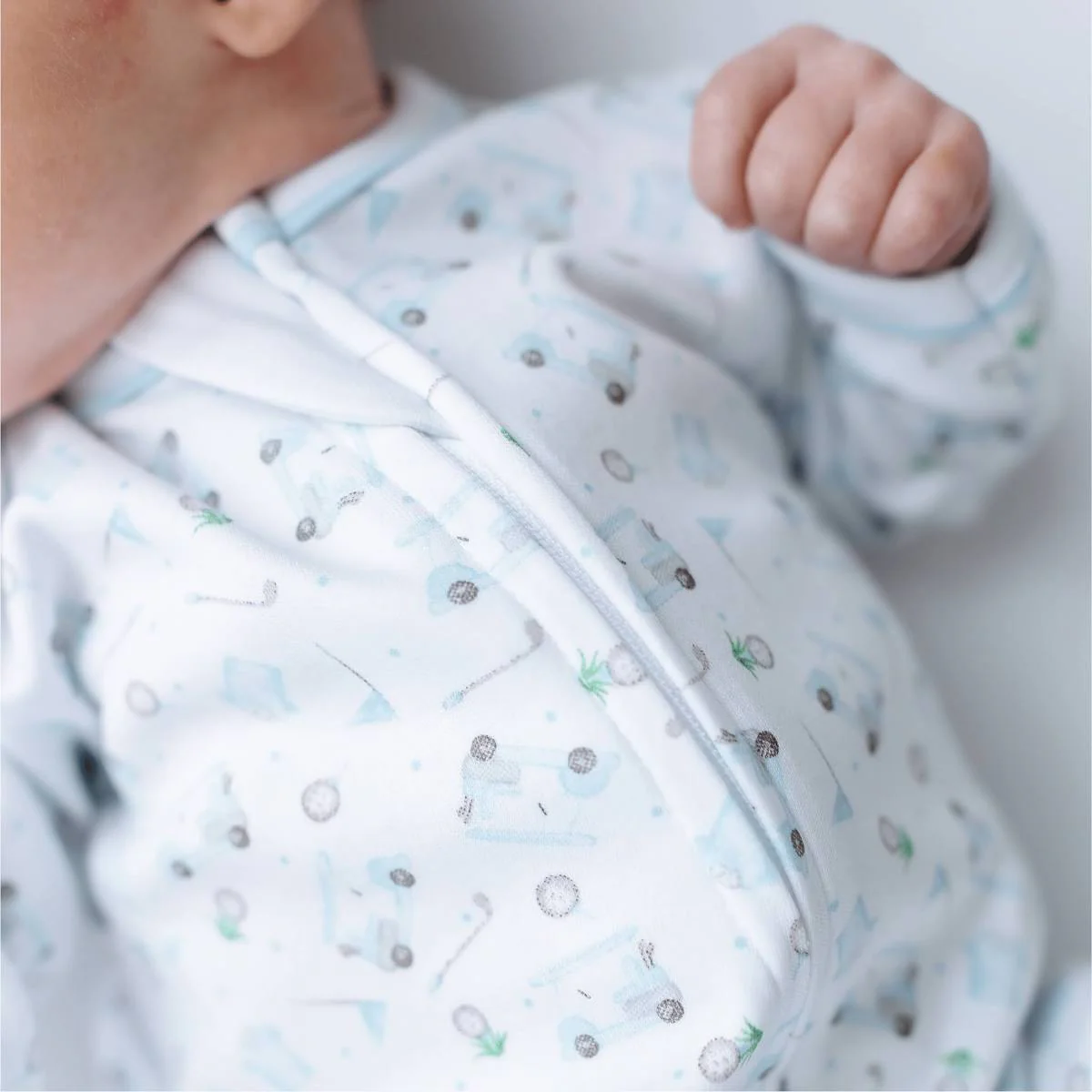 MAGNOLIA BABY Little Golfer Print Zip Footie Light Blue - Image 4
