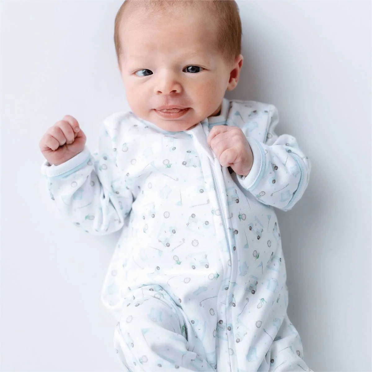 MAGNOLIA BABY Little Golfer Print Zip Footie Light Blue - Image 5