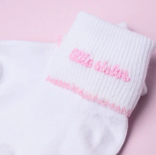 Magnolia Baby Little Sister Embroidered Socks - Image 2
