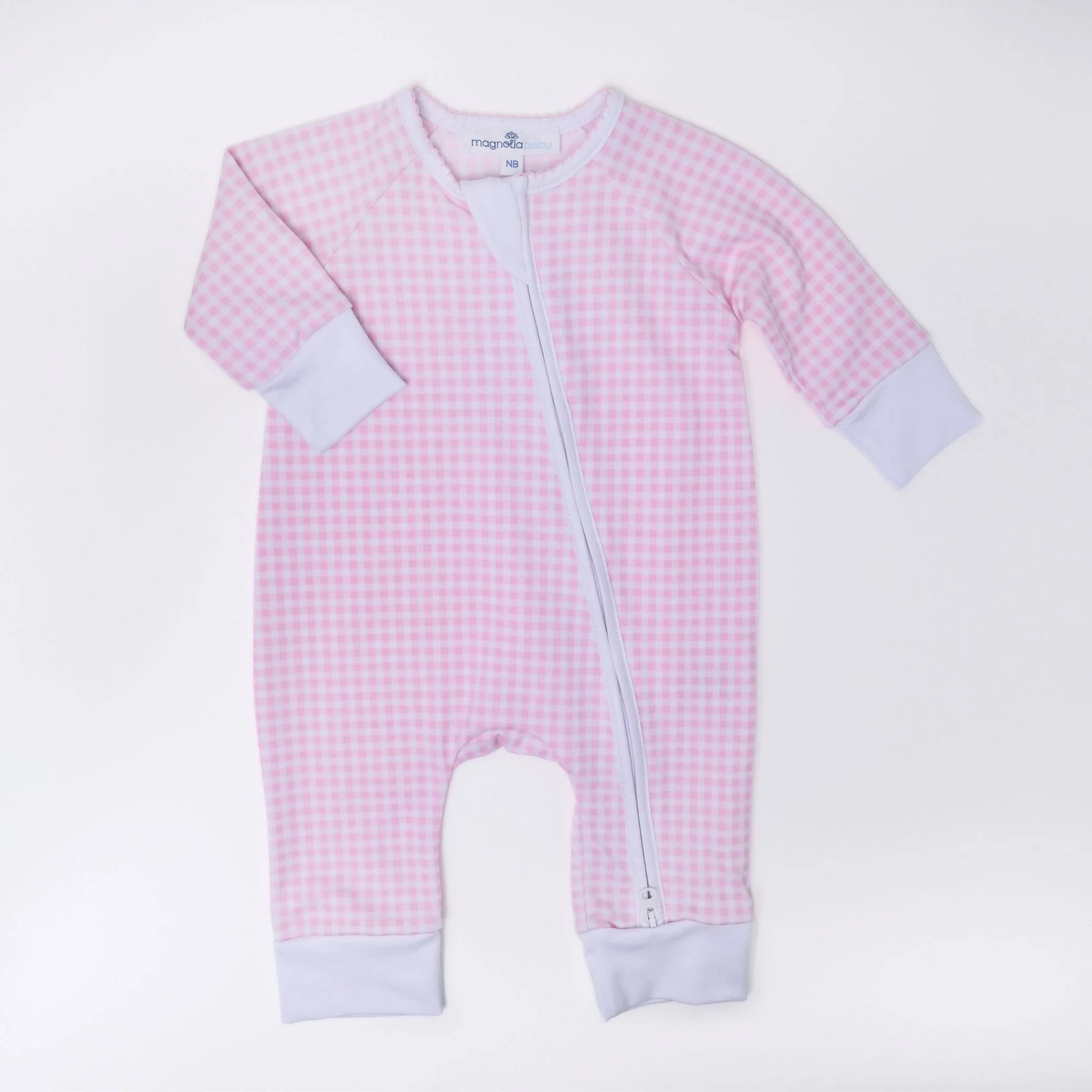 MAGNOLIA BABY Mini Checks Zip Playsuit - Pink - Image 2
