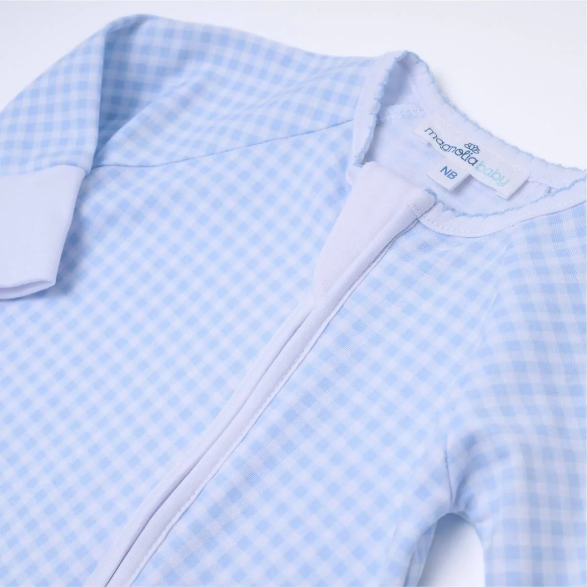 MAGNOLIA BABY Mini Checks Zip Playsuit - Blue - Image 2