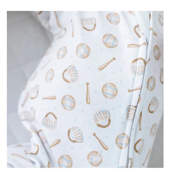 MAGNOLIA BABY Precious Lil' Sluggers Print Zip Footie - Light Blue - Image 3