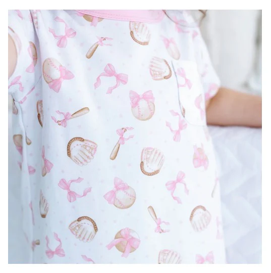 Magnolia Baby Precious Lil' Sluggers Short Sleeve Nightdress - Pink - Image 2
