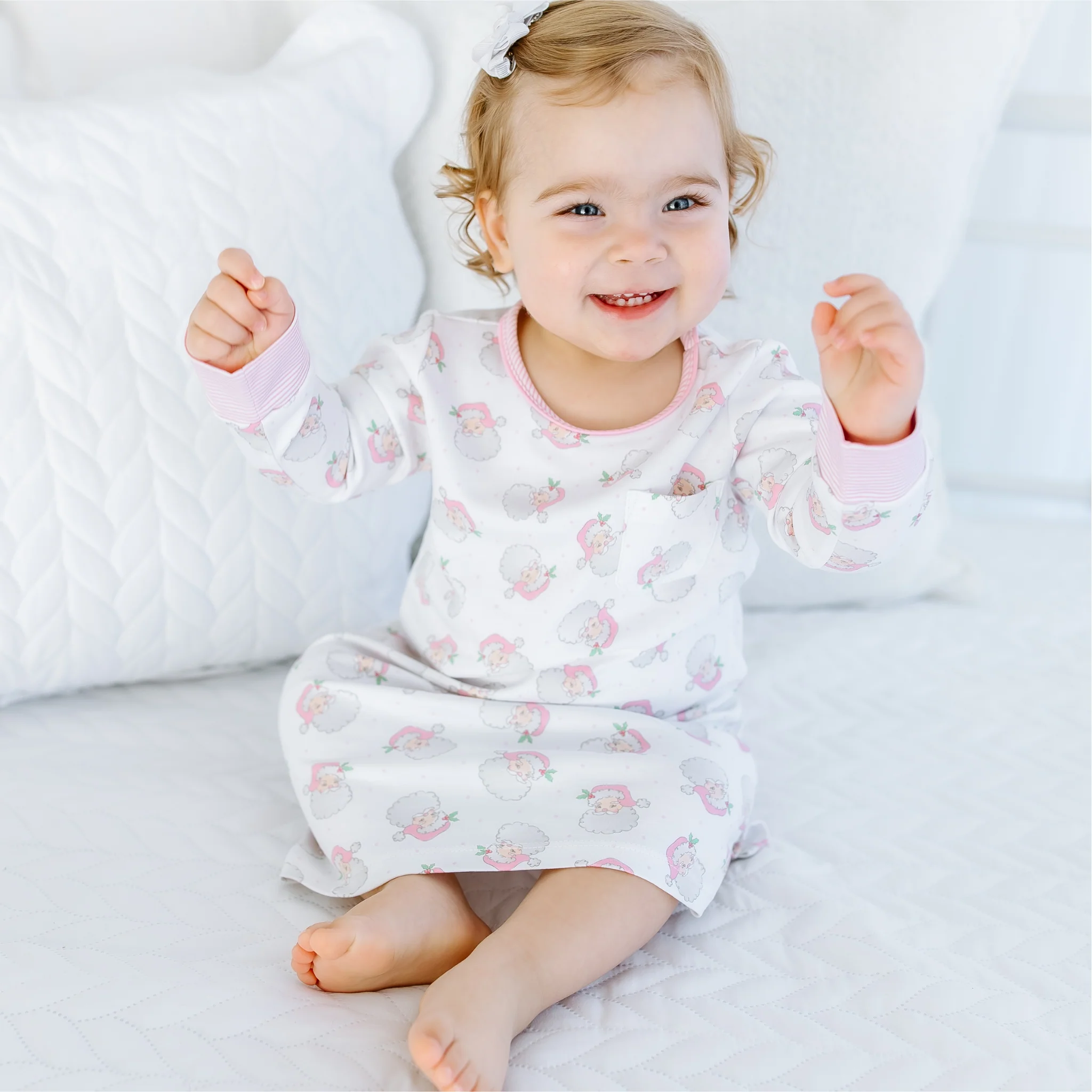 Magnolia Baby Santa Baby Long Sleeve Nightdress - Pink - Image 3
