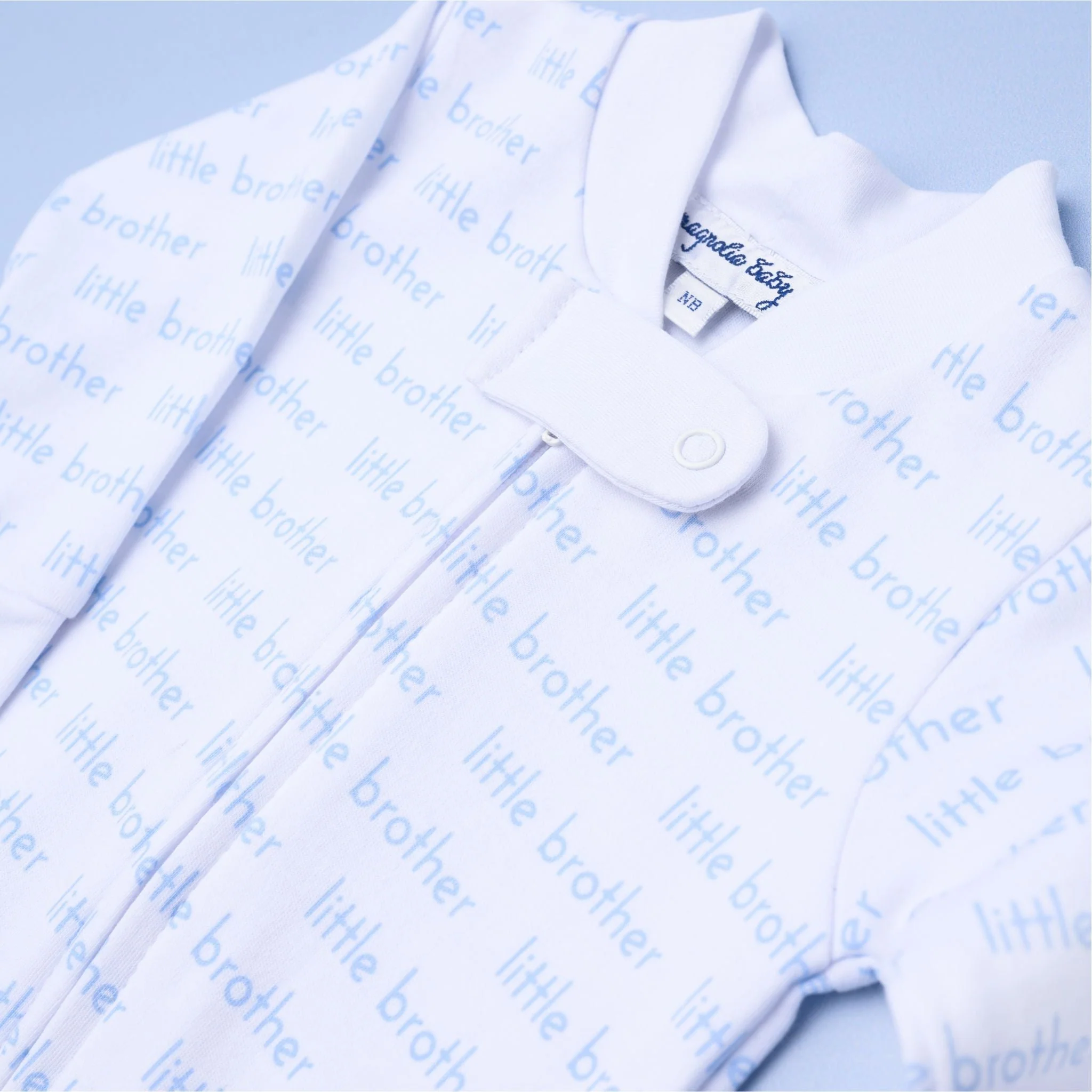 Magolia Baby Little Brother Print Zip Footie - Image 2