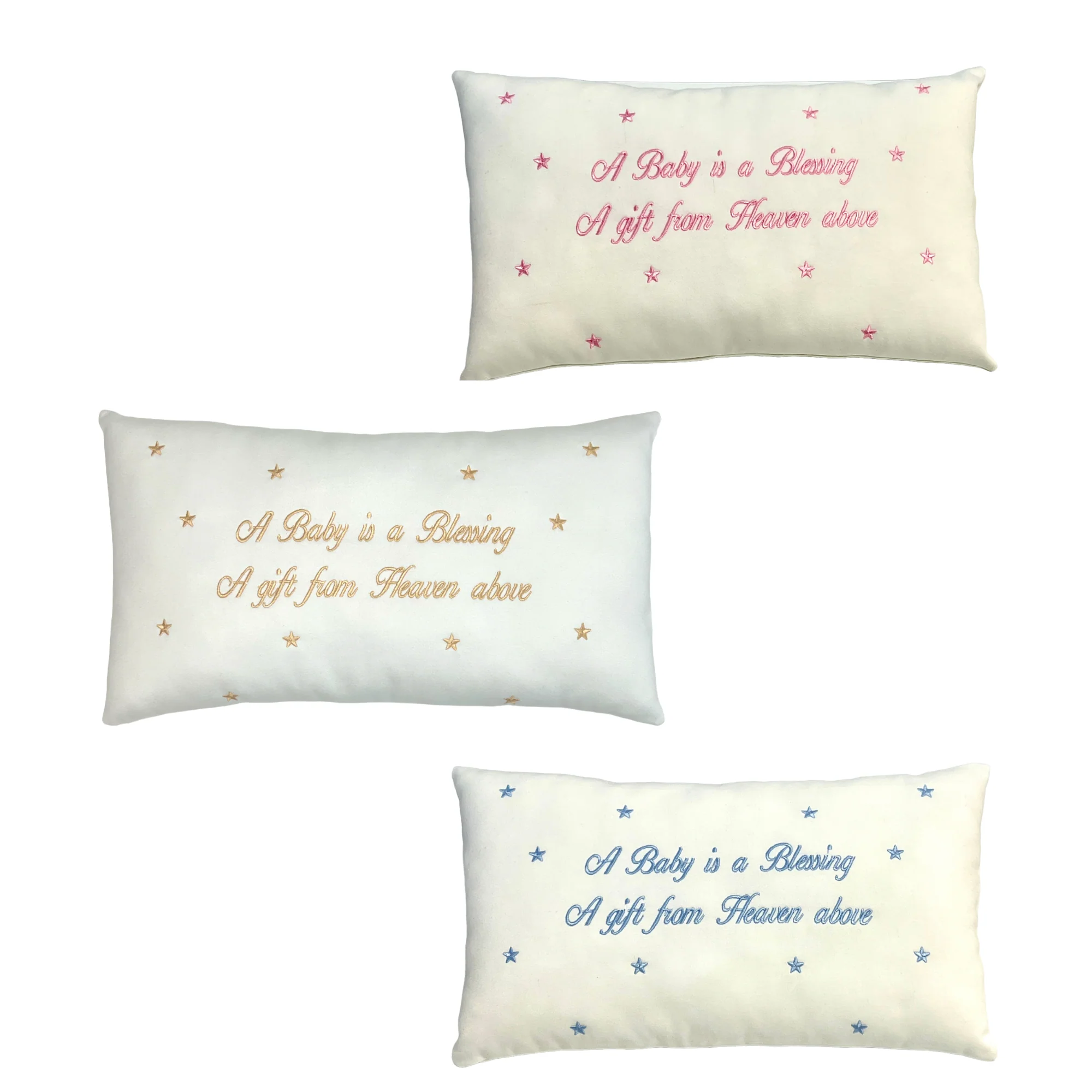 Marcela Baby is a Blessing Pillow: Blue - Image 2