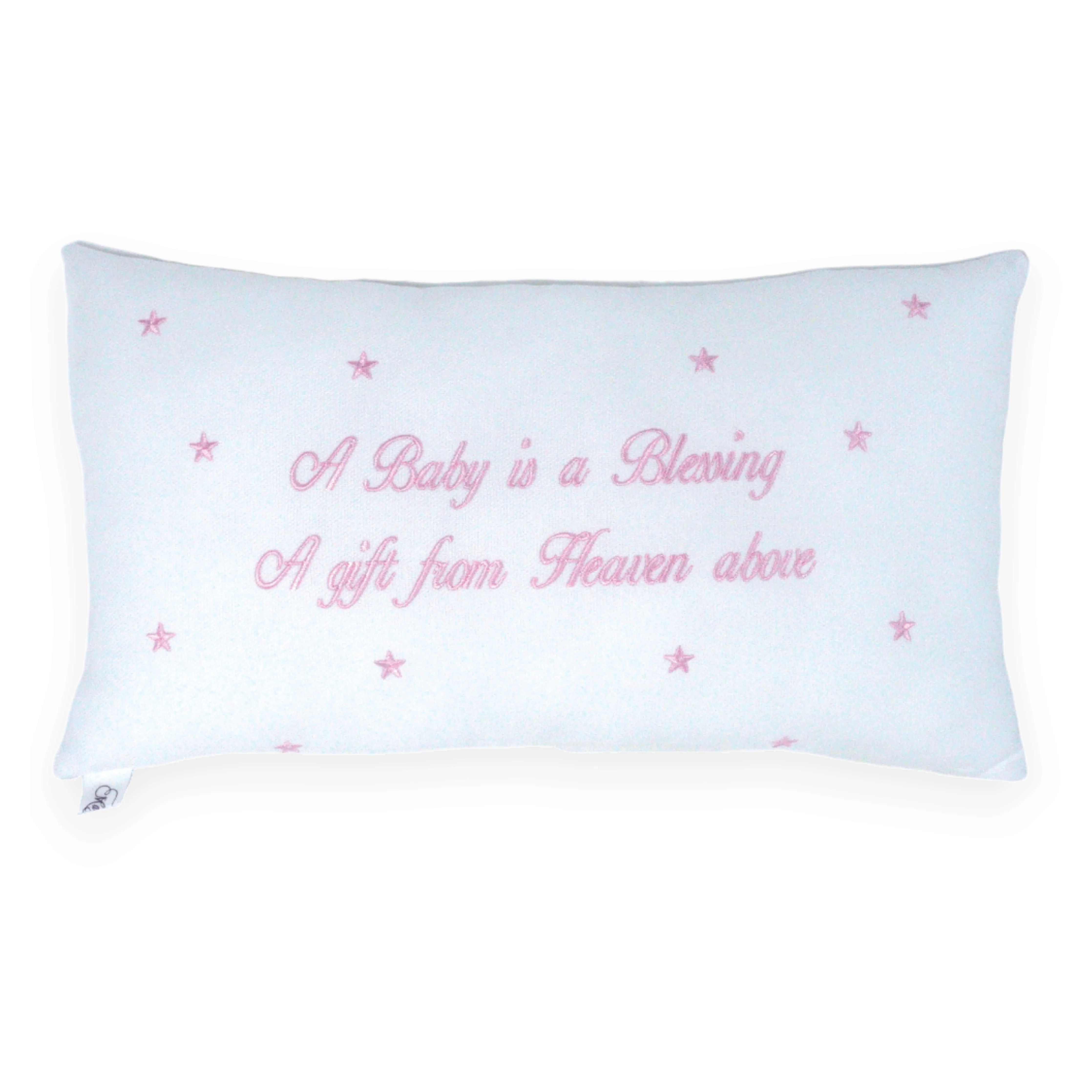 Marcela Baby is a Blessing Pillow: Pink - Image 7