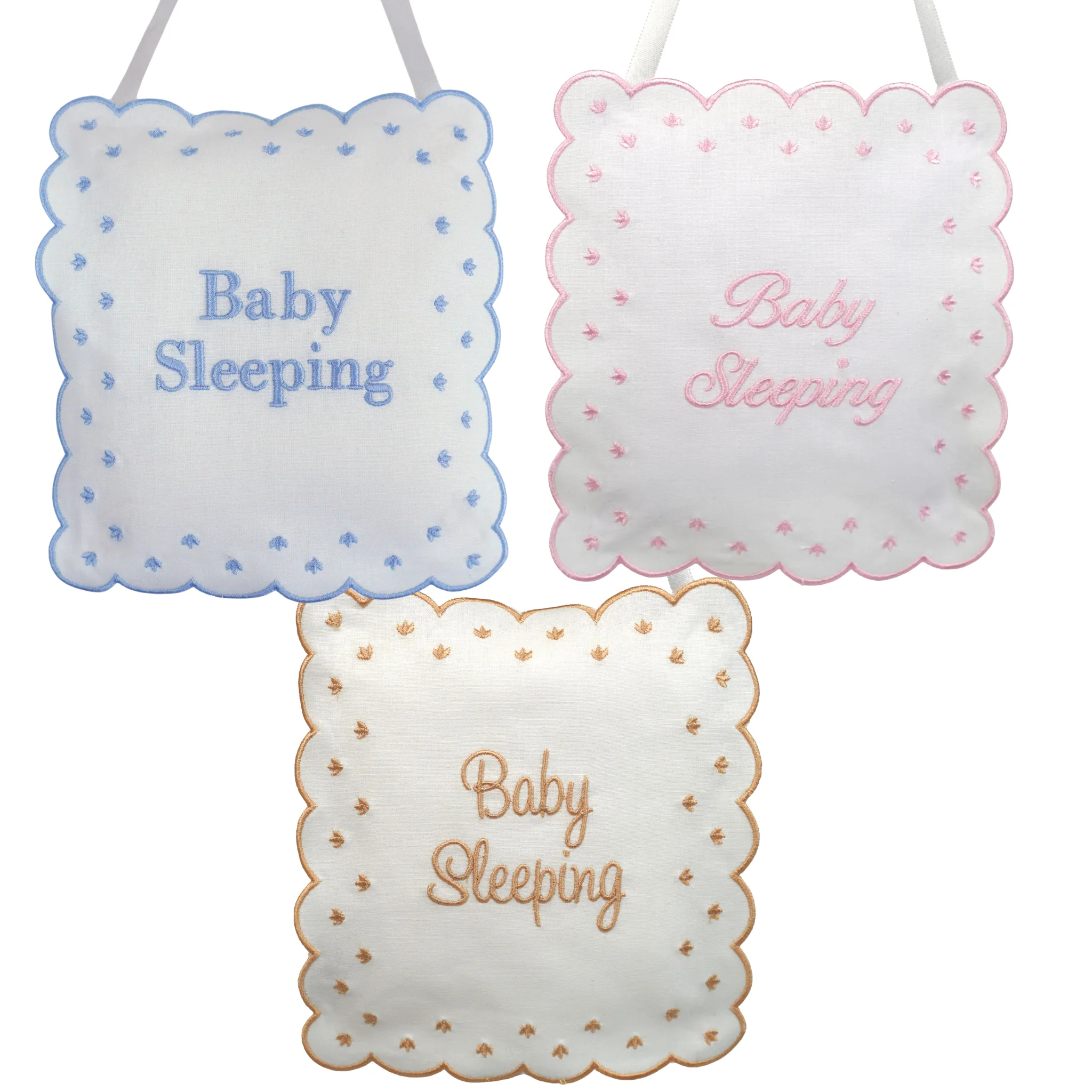 Marcela Linen Baby Sleeping Sign Pillow: Pink - Image 2