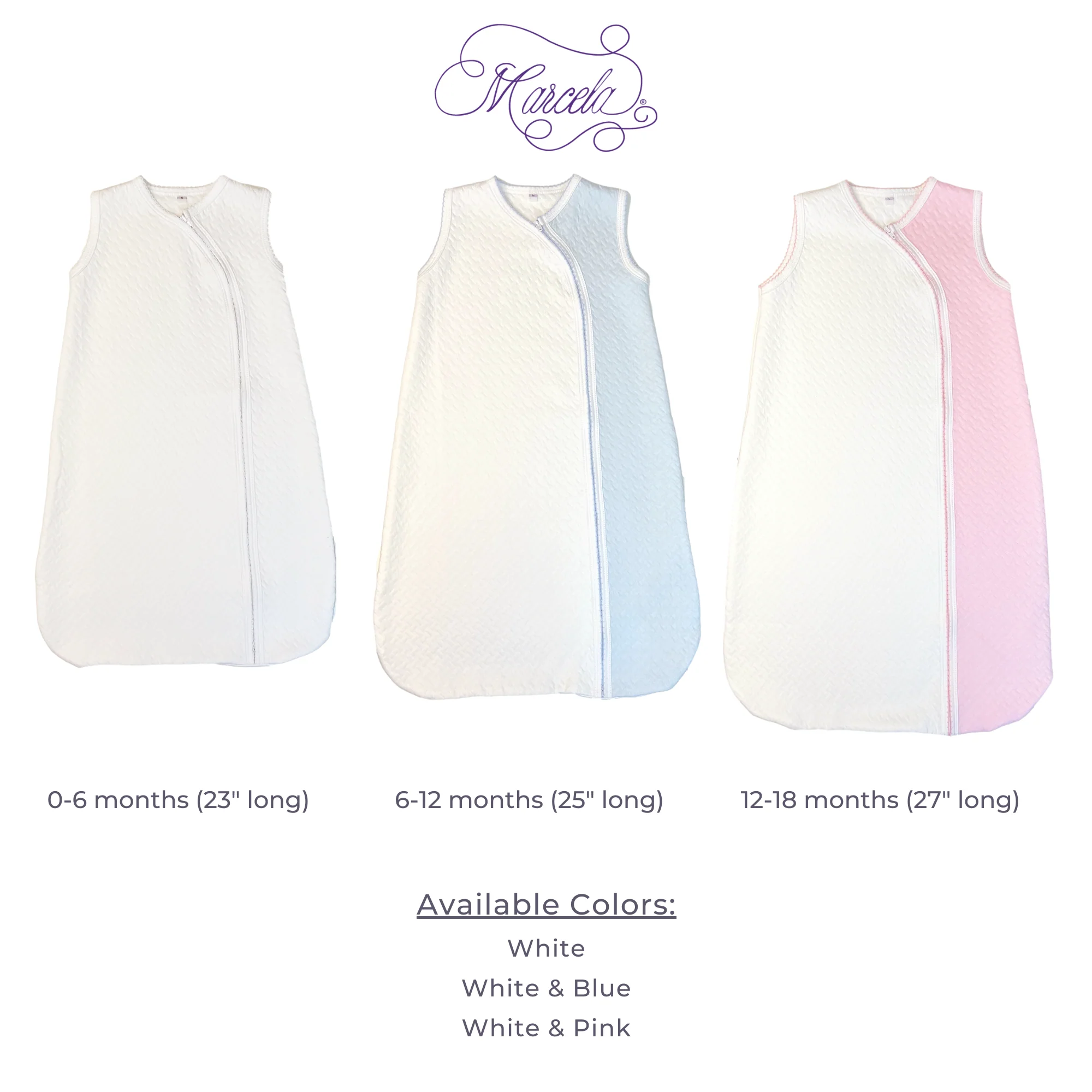 Marcela Pima Cotton Sleep Sack w/ Zipper: White with Pink / 6-12 Months - Image 2