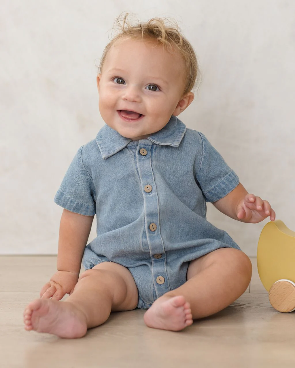 Quincy Mae Matteo Romper || Chambray - Image 2