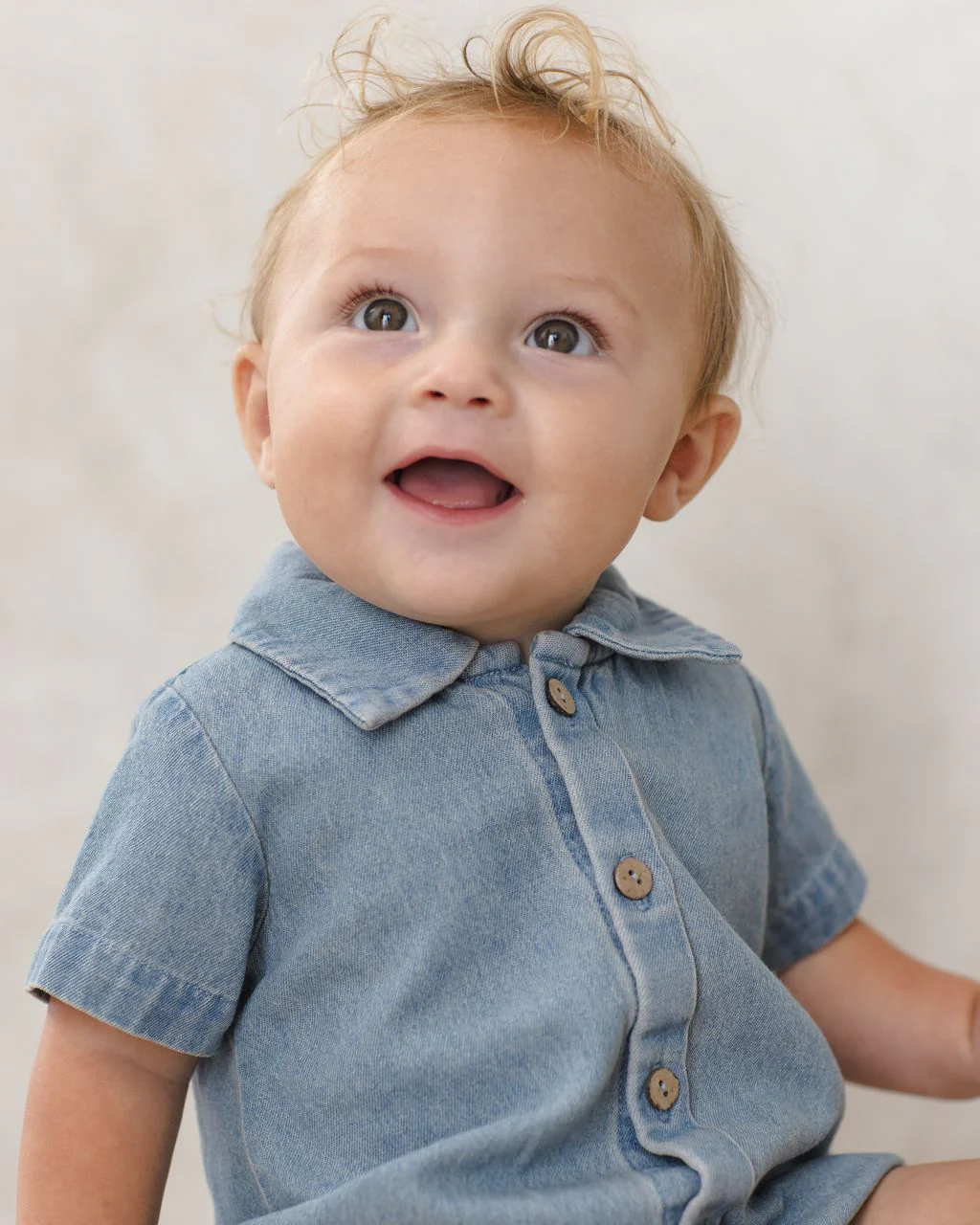 Quincy Mae Matteo Romper || Chambray - Image 3