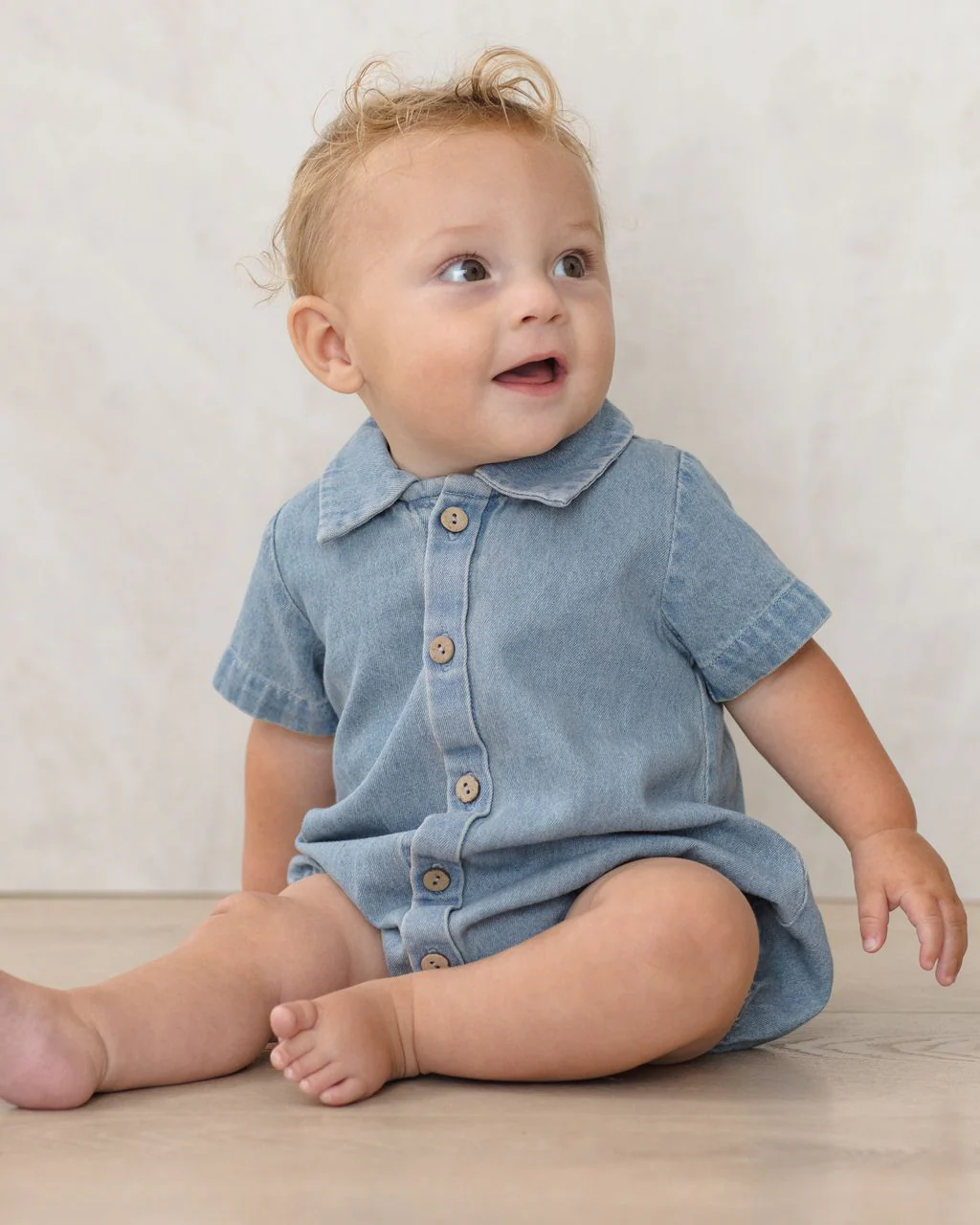 Quincy Mae Matteo Romper || Chambray - Image 5
