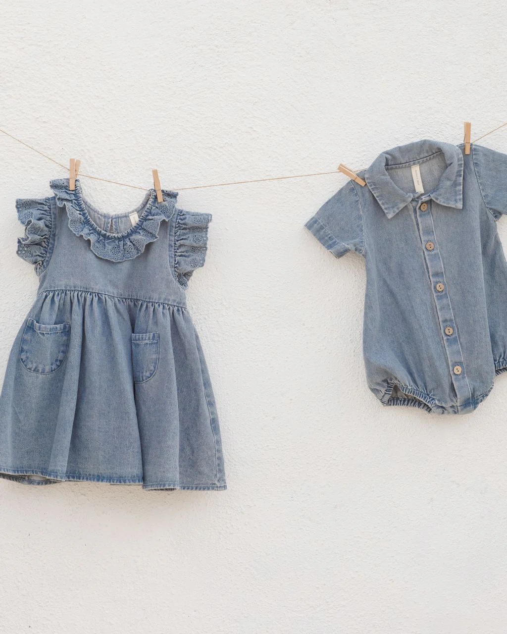 Quincy Mae Matteo Romper || Chambray - Image 6