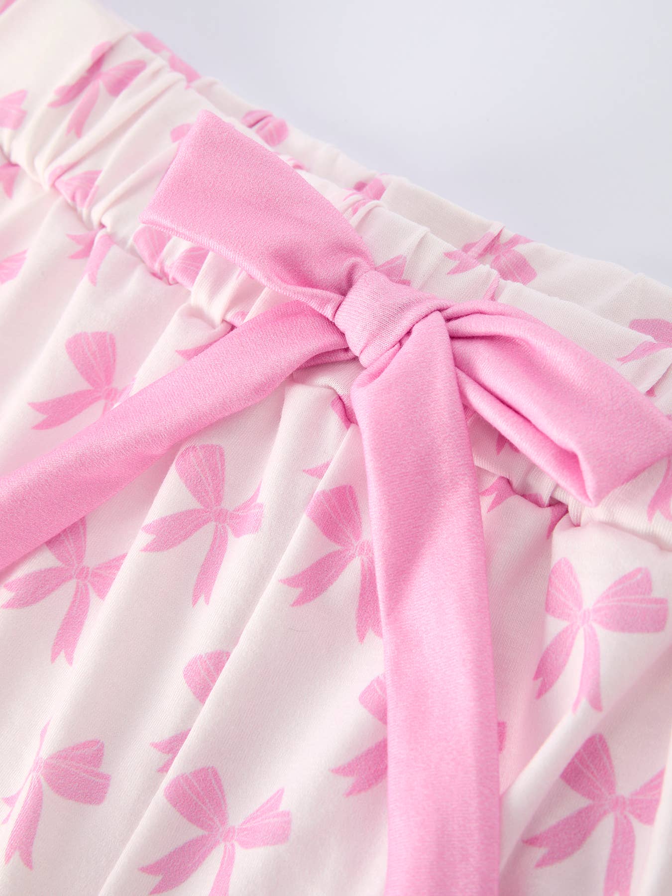 Pink Bow Print Ruffle Pajama Set - Image 10