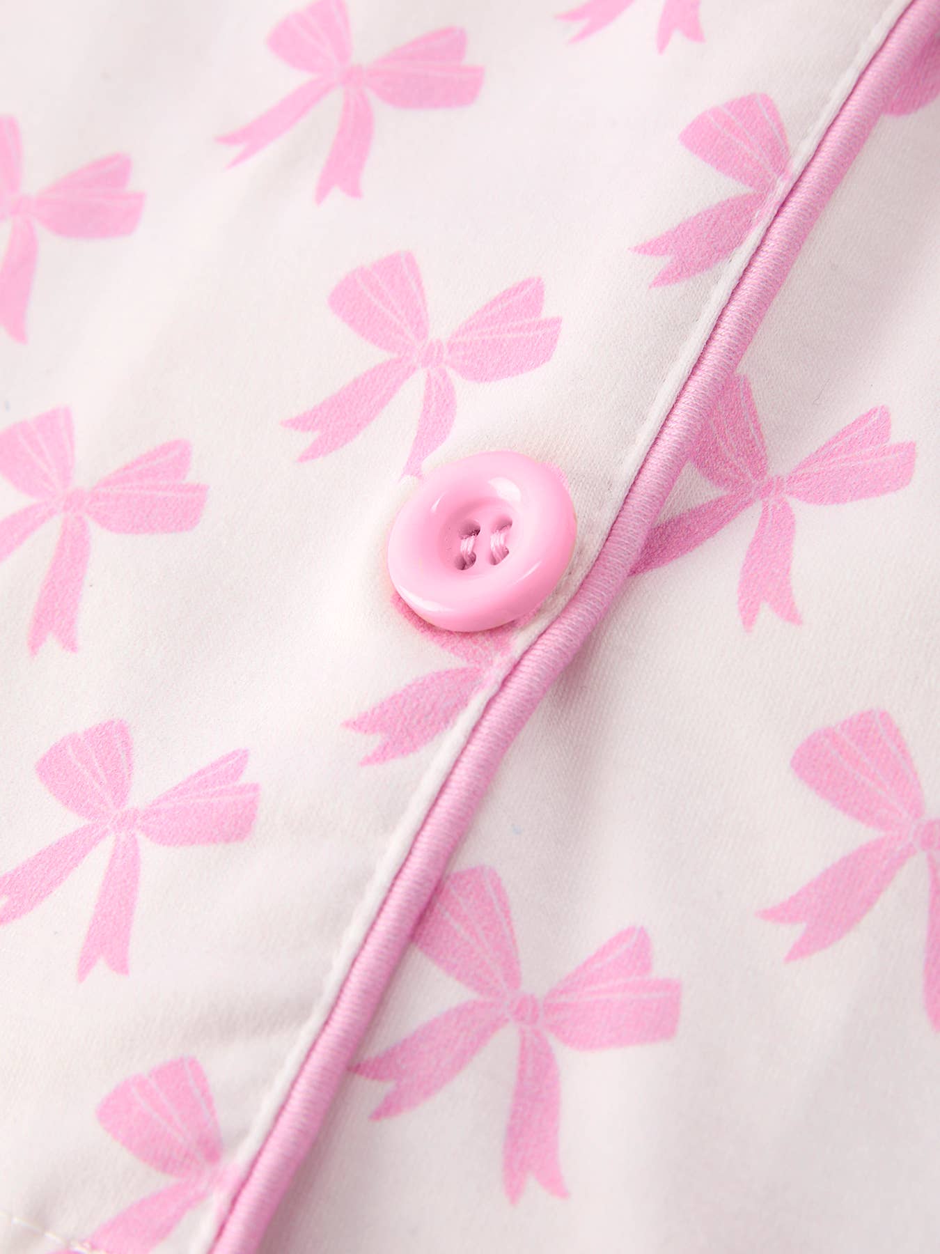 Pink Bow Print Ruffle Pajama Set - Image 5